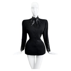 Vintage Thierry Mugler Sexy Black Jacket Cutout Lace 