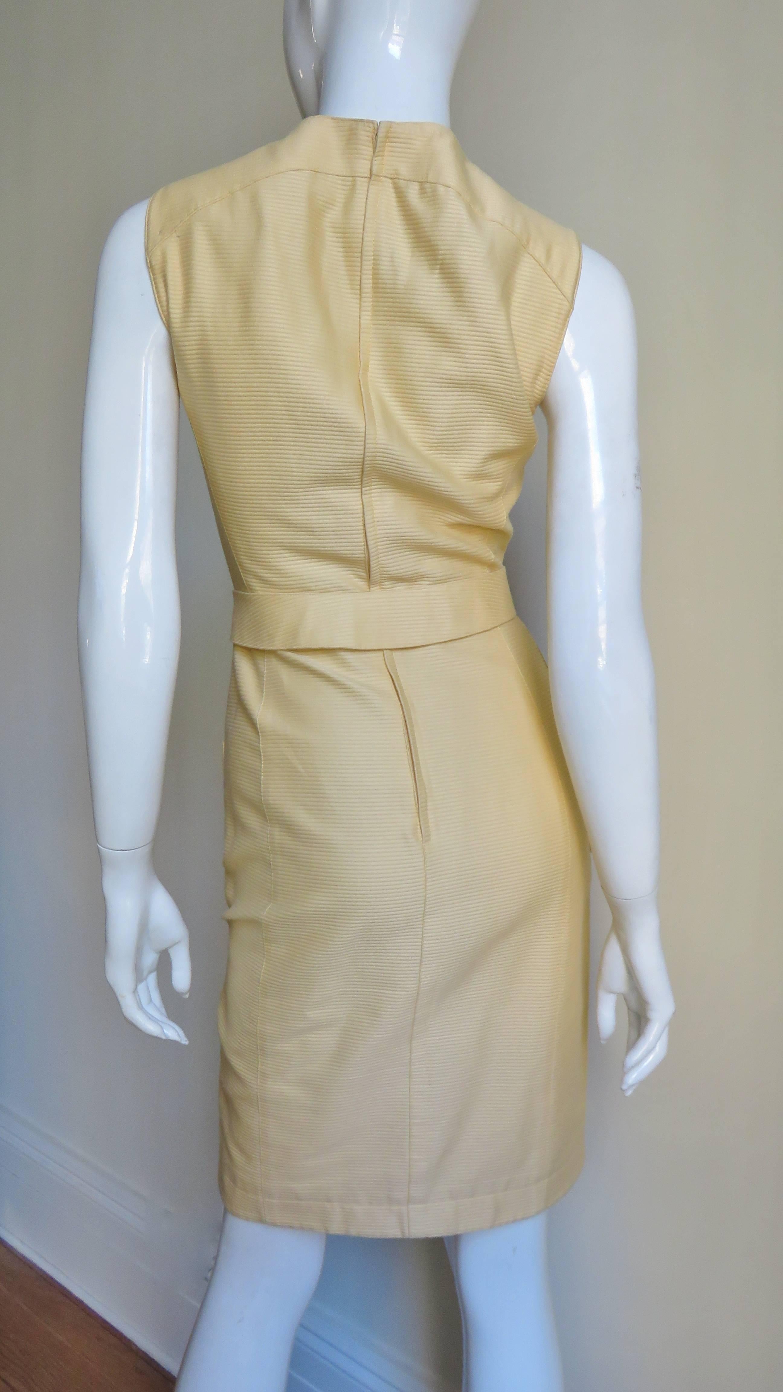 Thierry Mugler Silk Cut out Dress with Belt In Good Condition For Sale In Water Mill, NY