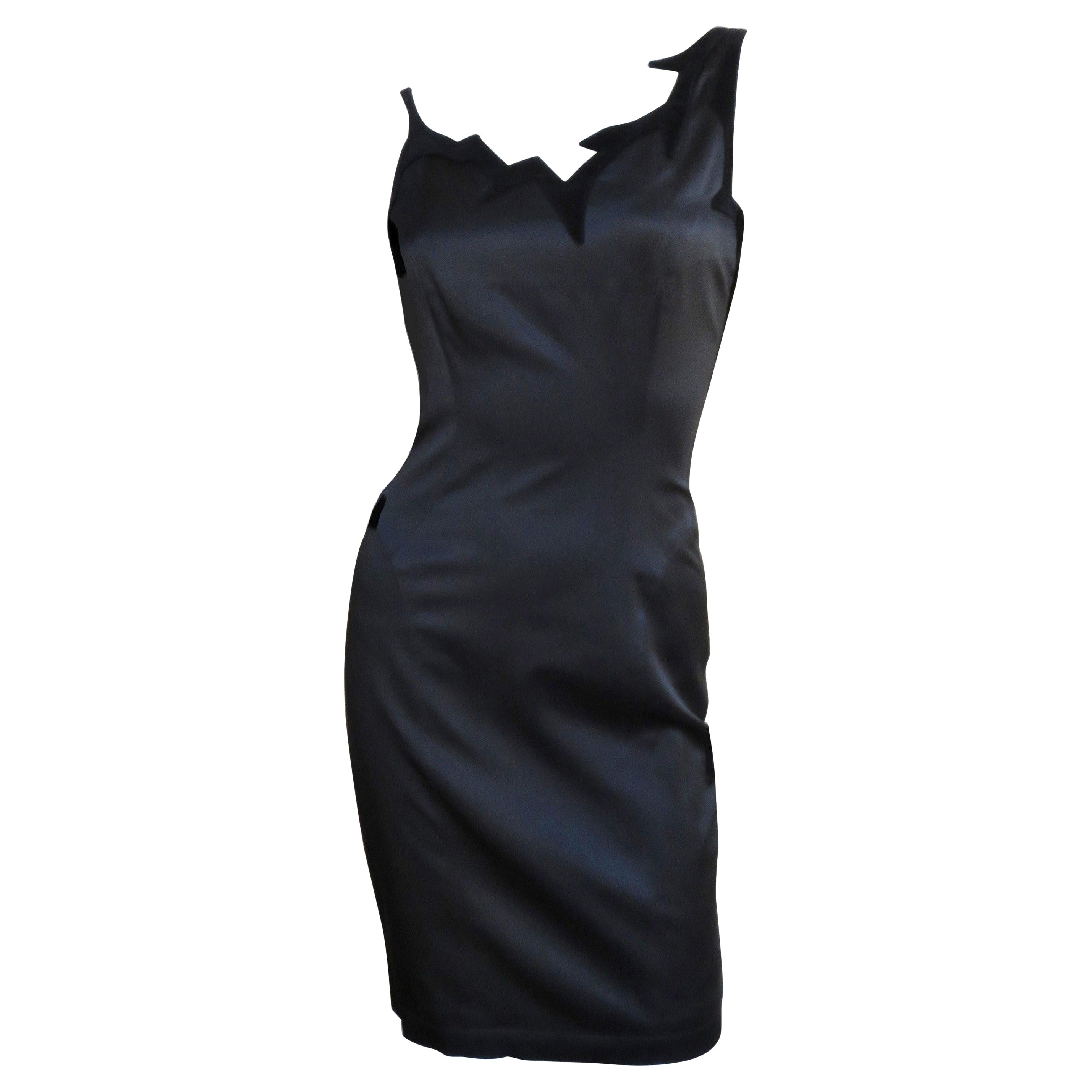 Thierry Mugler Silk Dress with Asymmetric Neckline
