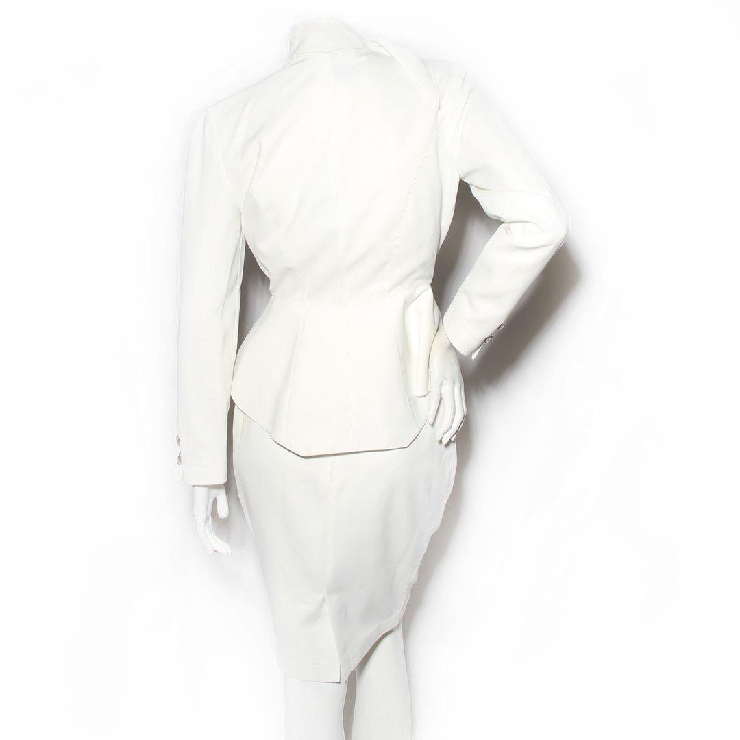 Thierry Mugler Silver Horn Skirt Suit SS1992 In Good Condition In Los Angeles, CA