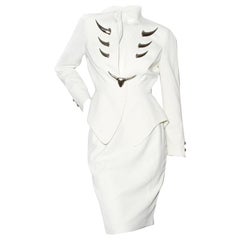 Vintage Thierry Mugler Silver Horn Skirt Suit SS1992