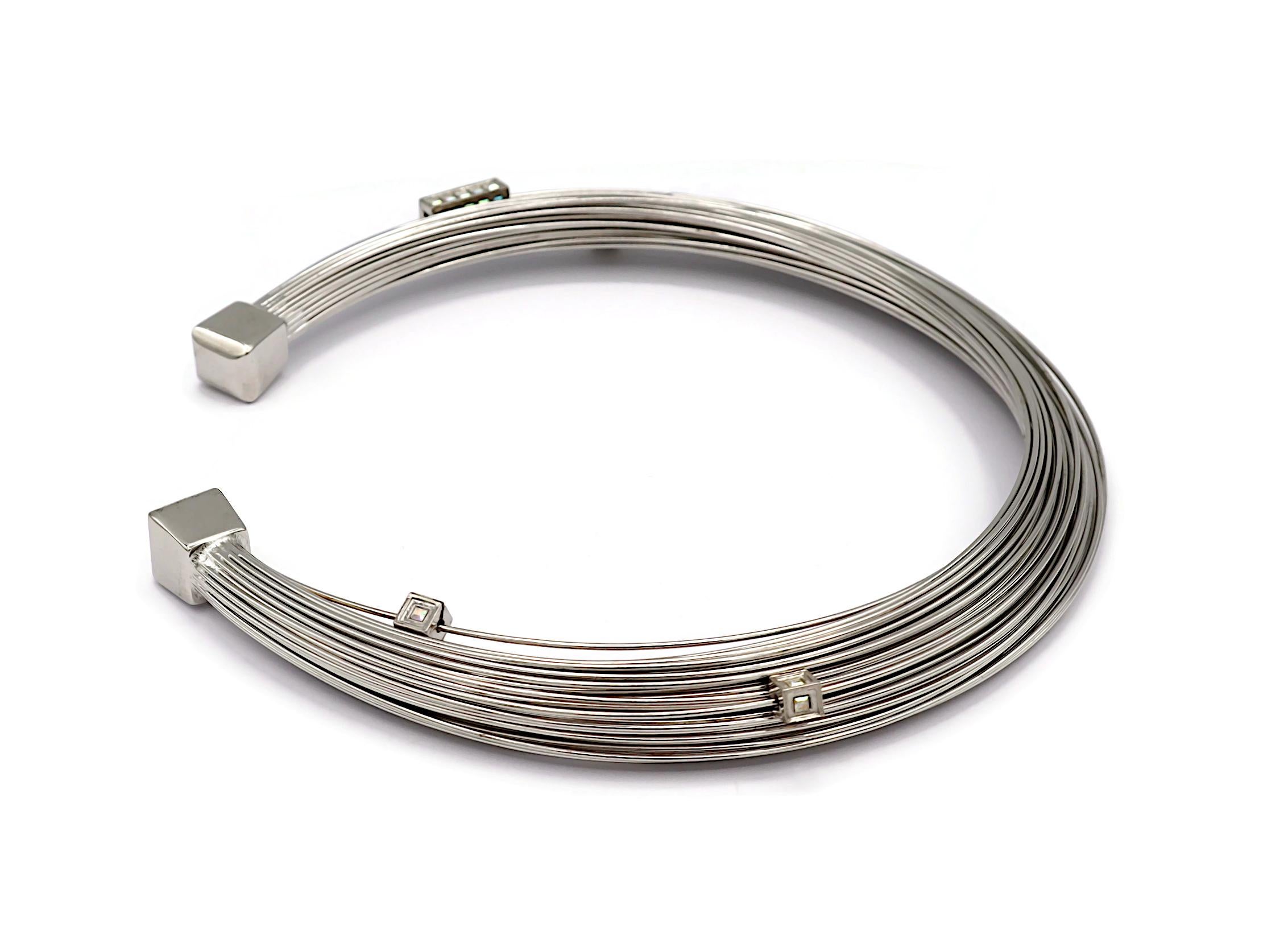 THIERRY MUGLER Silver Tone Bundled Wires Choker Necklace In Good Condition For Sale In Nice, FR