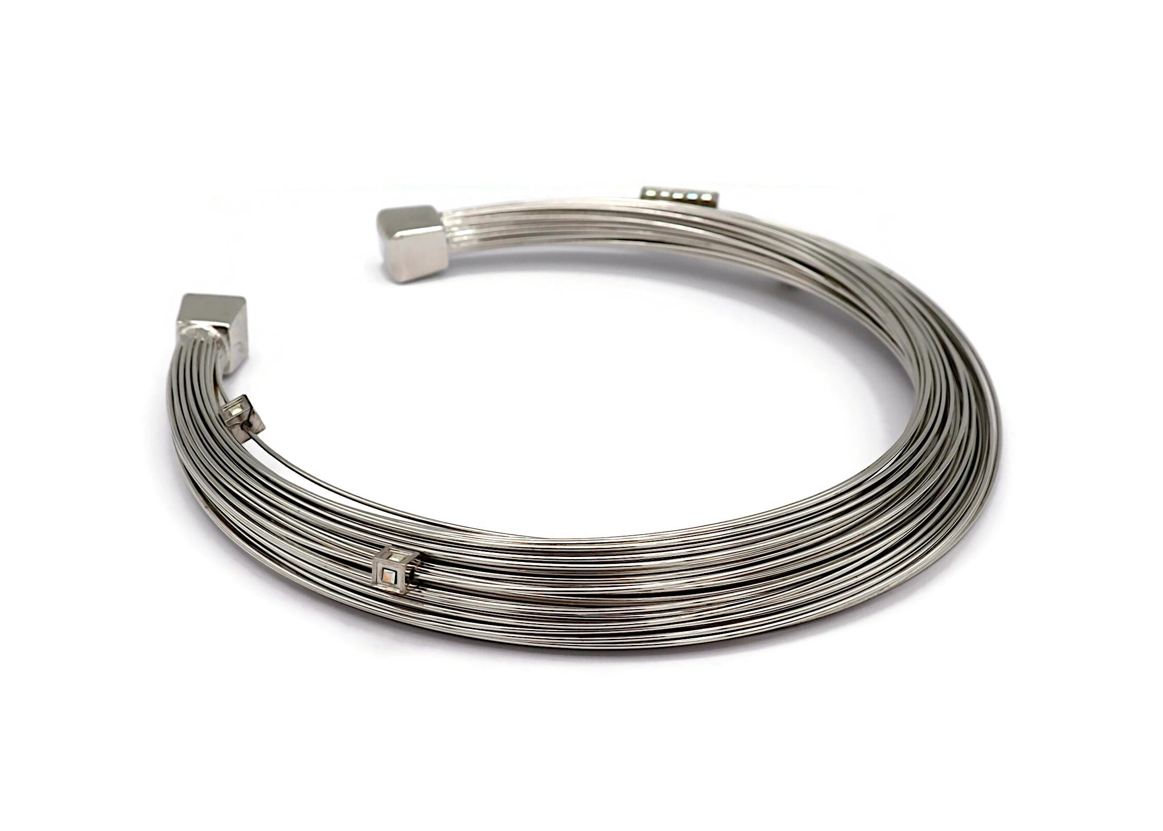 Women's THIERRY MUGLER Silver Tone Bundled Wires Choker Necklace For Sale