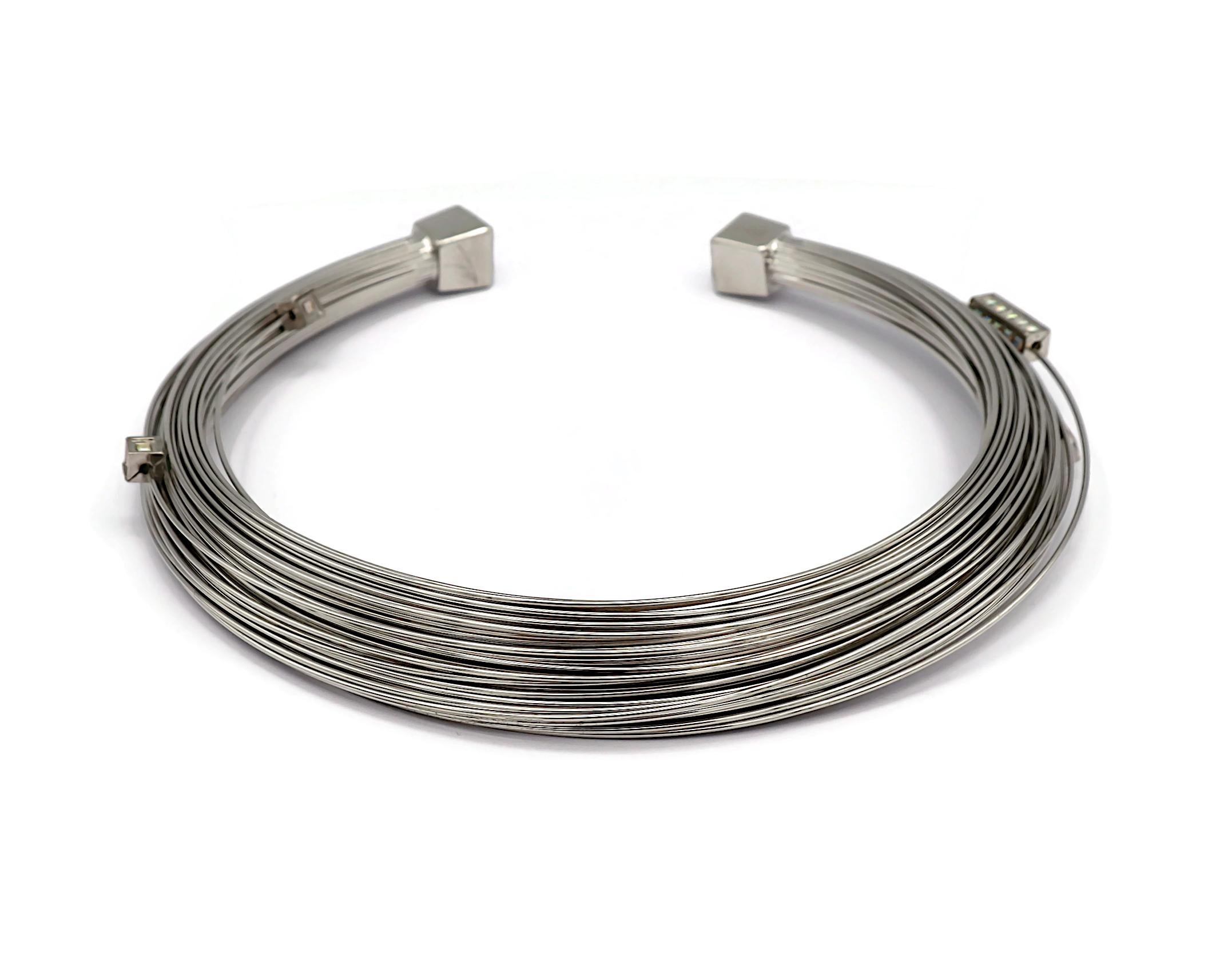 THIERRY MUGLER Silver Tone Bundled Wires Choker Necklace For Sale 1