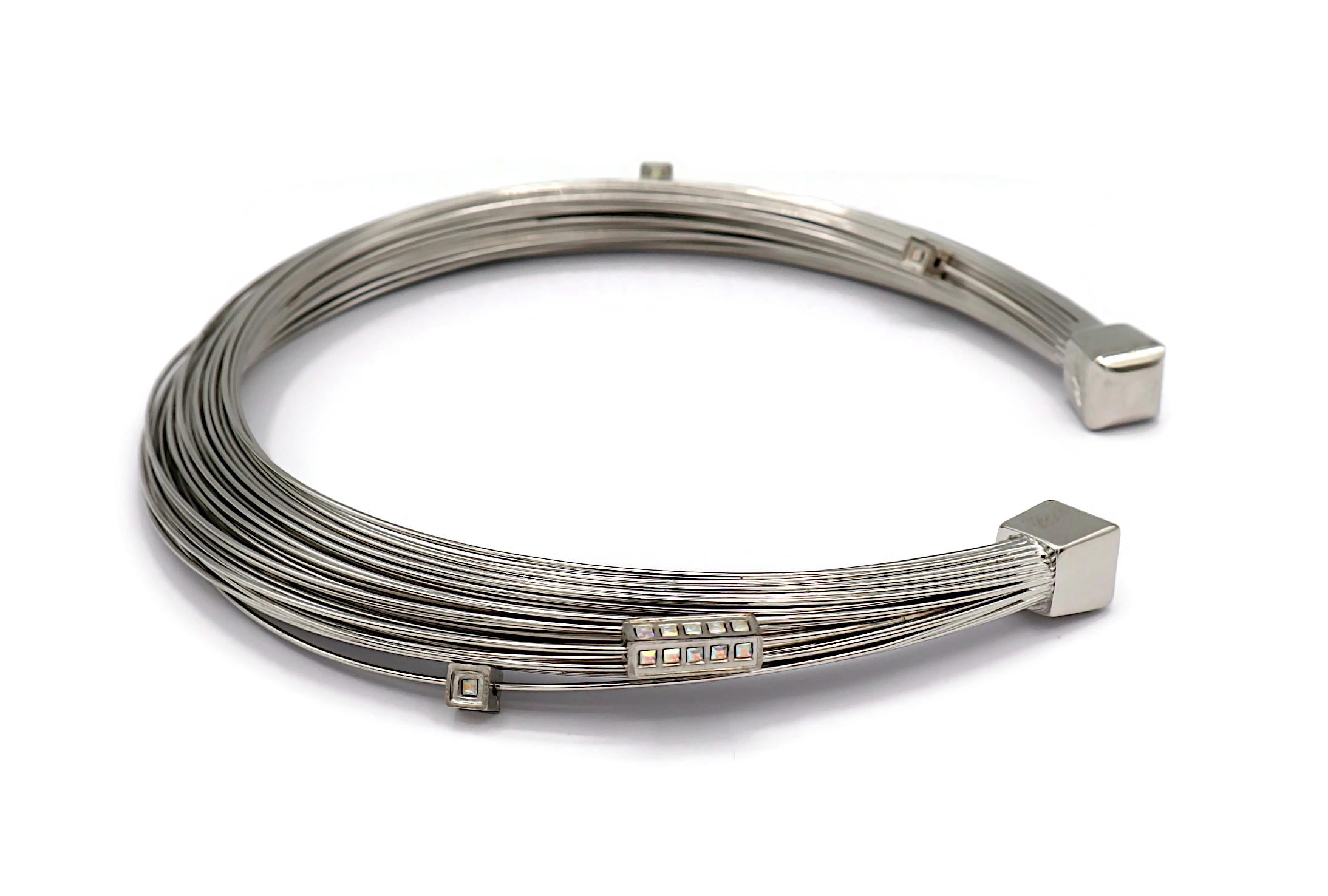 THIERRY MUGLER Silver Tone Bundled Wires Choker Necklace For Sale 3
