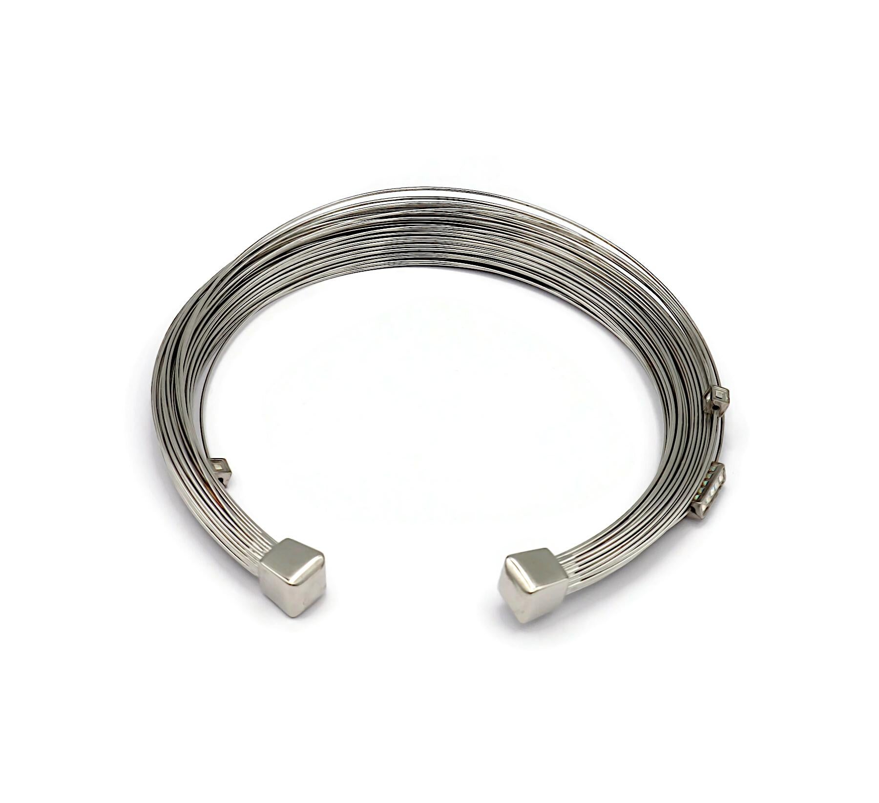 THIERRY MUGLER Silver Tone Bundled Wires Choker Necklace For Sale 4