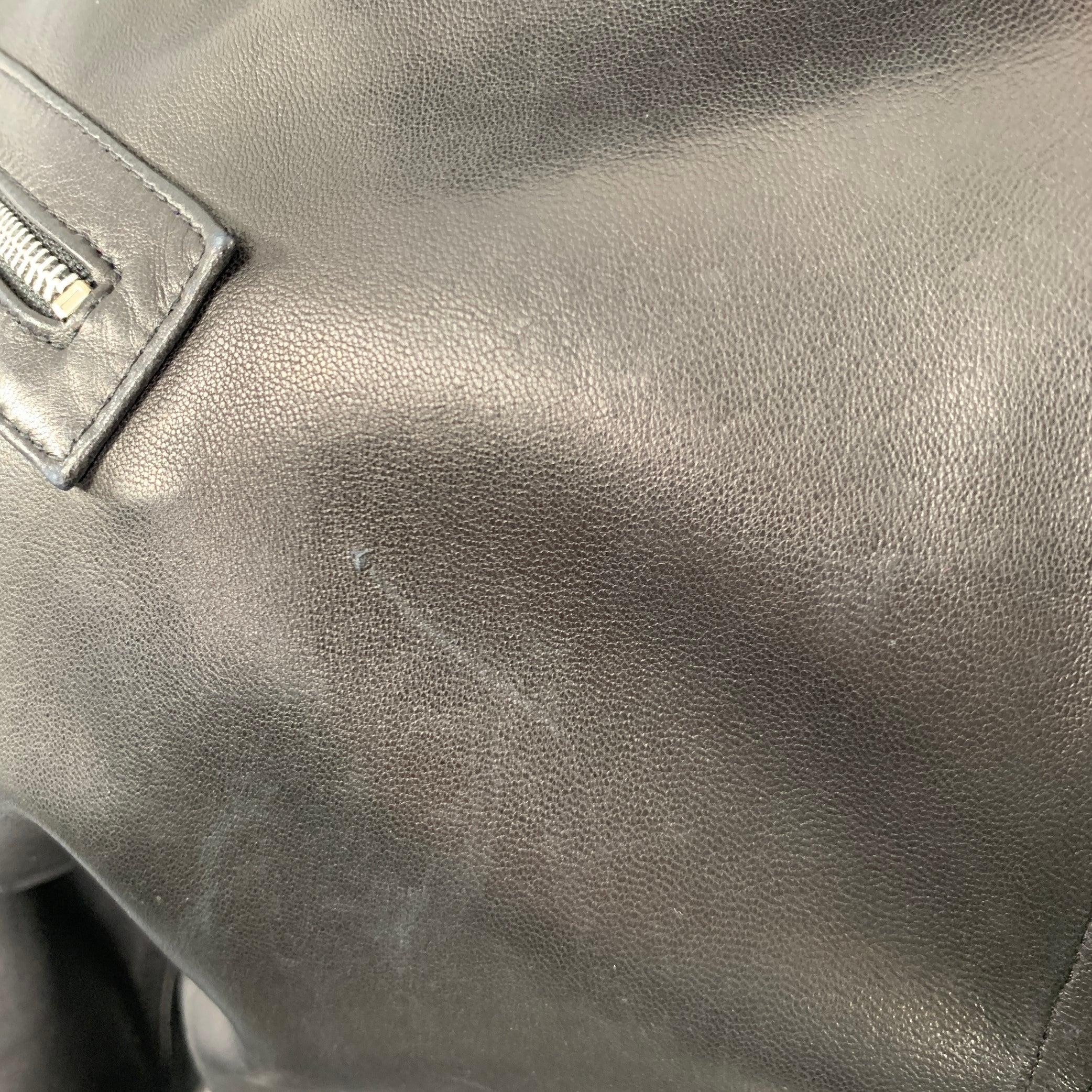 Women's THIERRY MUGLER Size 10 Black Lambskin Leather Zip Up Jacket