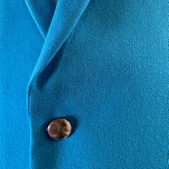 THIERRY MUGLER Size L Aqua Woven Wool Notch Lapel Sport Coat