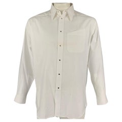 THIERRY MUGLER Size L White Cotton Snaps Long Sleeve Shirt Regular price