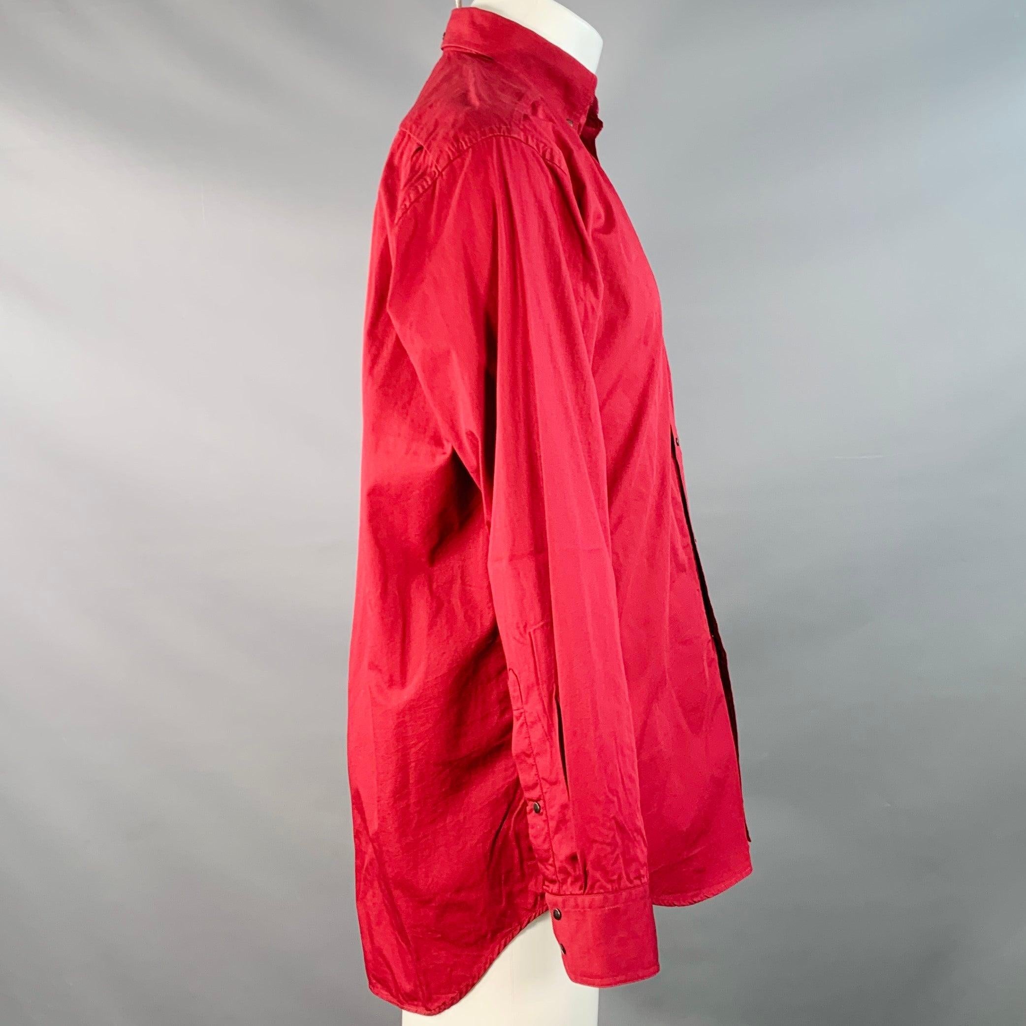 Rosso Thierry Mugler Taglia S Camicia in cotone rosso con una tasca e bottoni automatici a maniche lunghe in vendita
