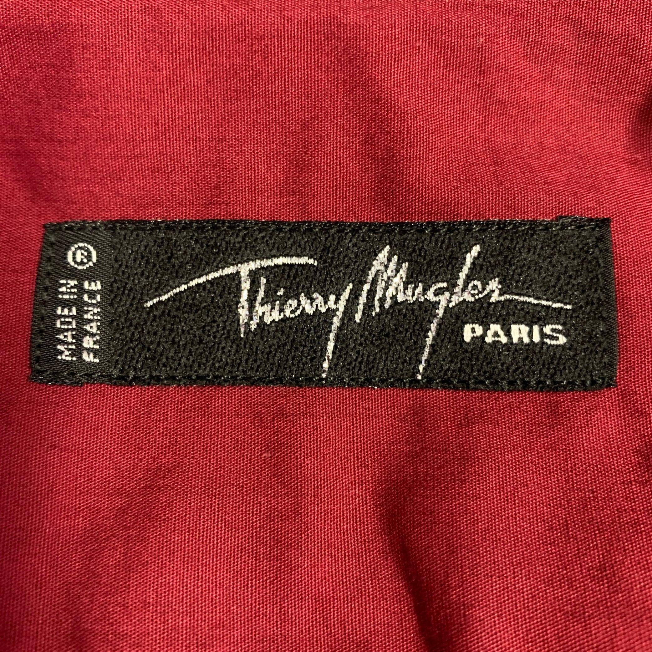 Thierry Mugler Taglia S Camicia in cotone rosso con una tasca e bottoni automatici a maniche lunghe in vendita 1