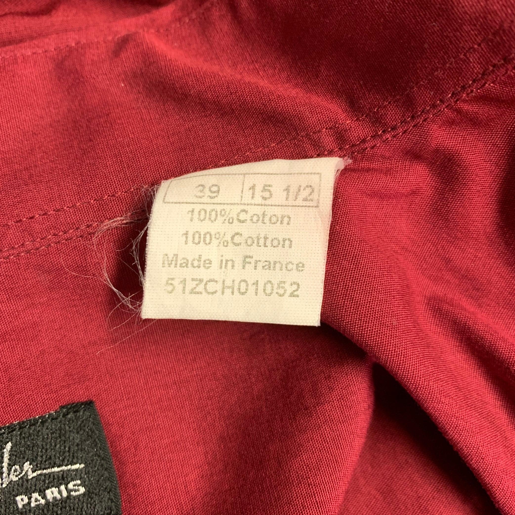 Thierry Mugler Taglia S Camicia in cotone rosso con una tasca e bottoni automatici a maniche lunghe in vendita 2