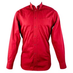 Thierry Mugler Taglia S Camicia in cotone rosso con una tasca e bottoni automatici a maniche lunghe
