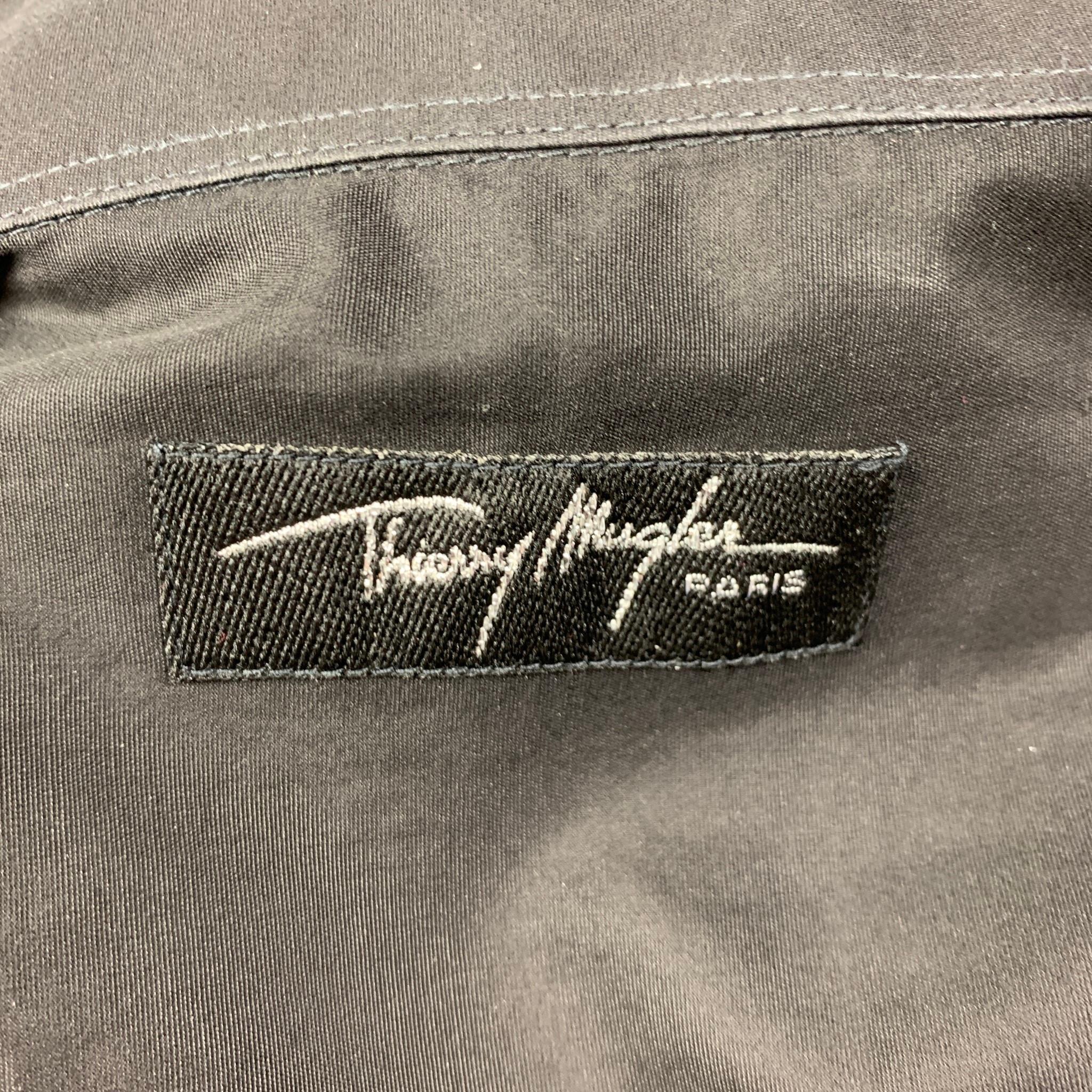 THIERRY MUGLER Size XS Black Cotton Hidden Placket Long Sleeve Shirt In Good Condition In San Francisco, CA