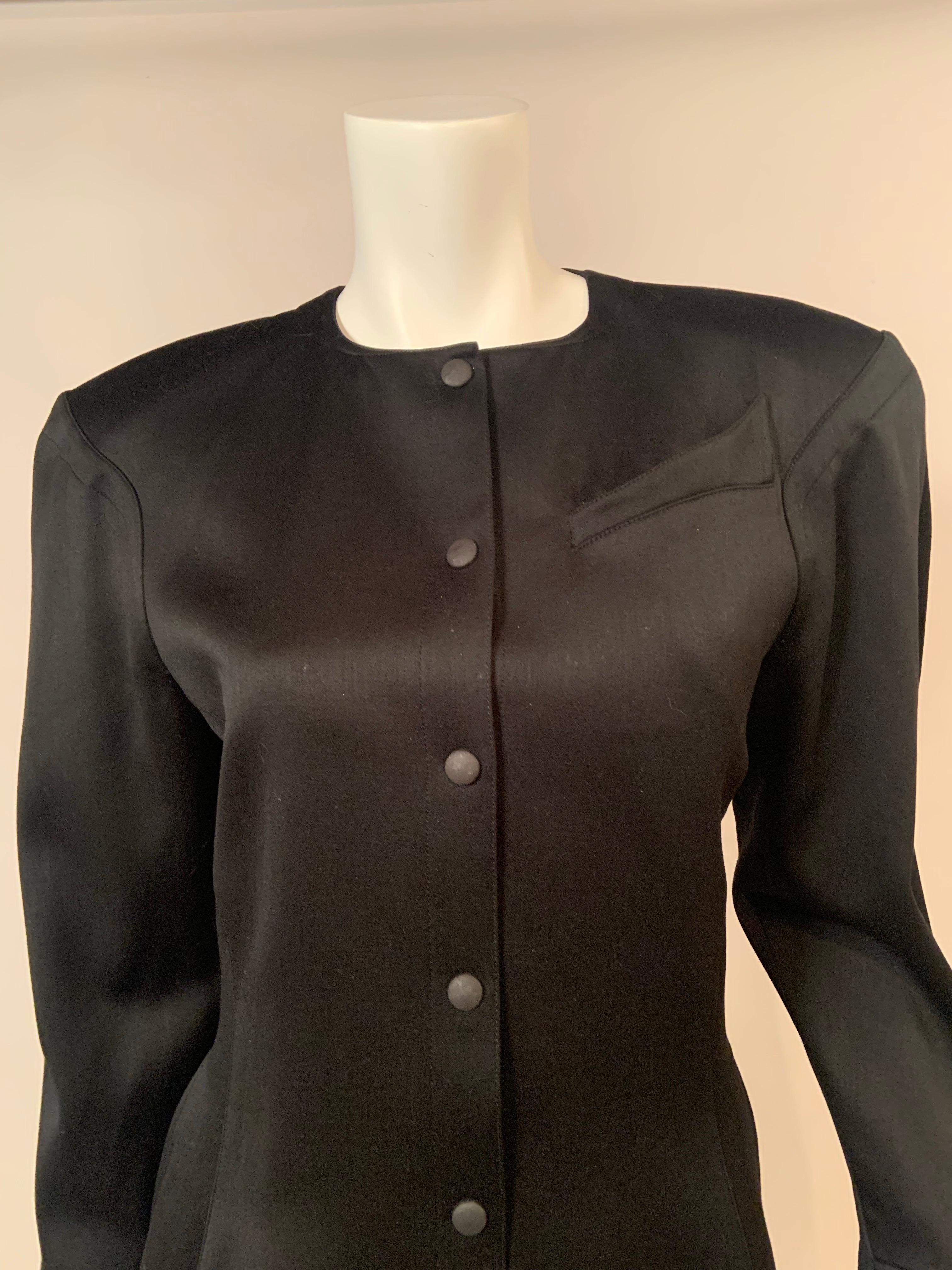 Noir Robe en laine noire à boutons-pression de Thierry Mugler en vente
