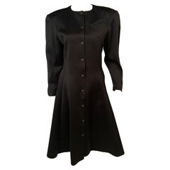 Thierry Mugler Snap Front Black Wool Dress