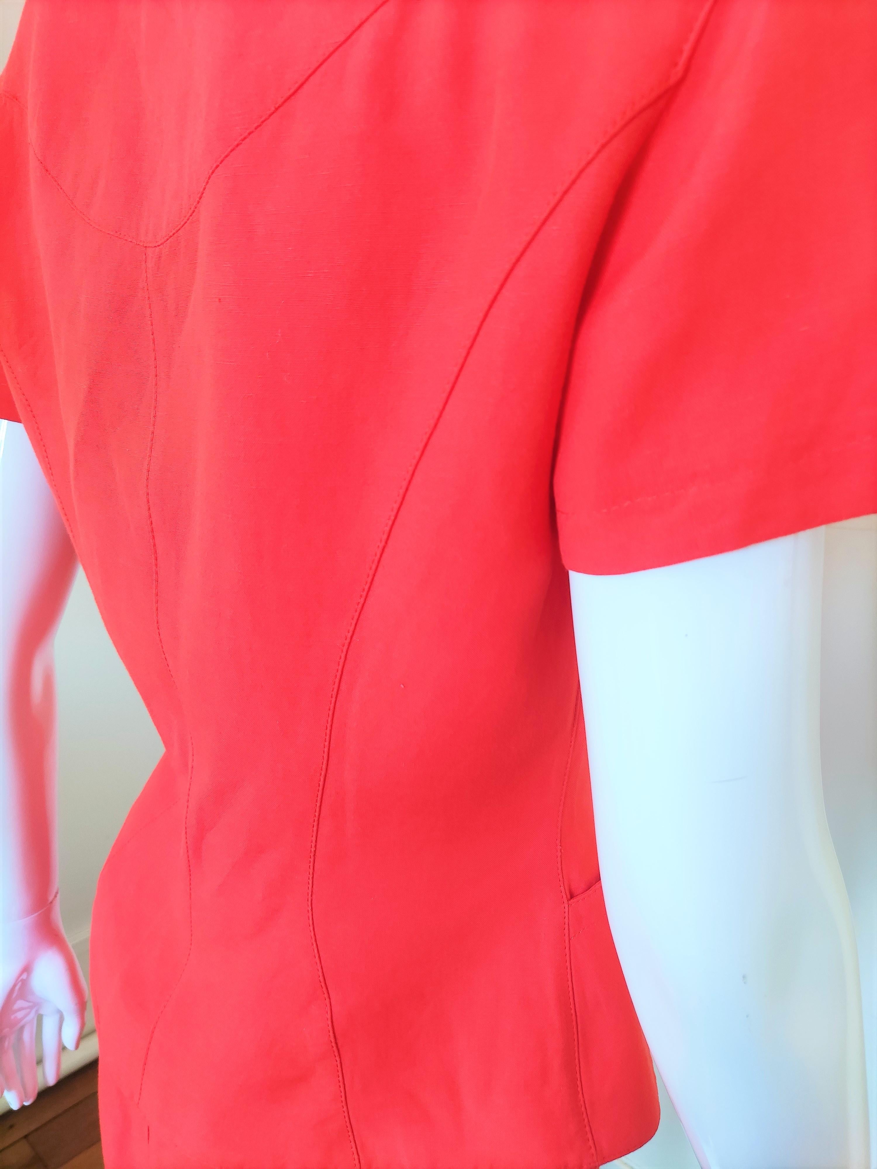 Thierry Mugler - Ensemble robe active rouge orange à taille dénudée « Space Future Wasp » en vente 6