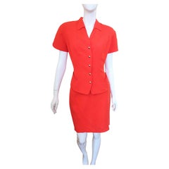 Thierry Mugler Space Future Wasp Waist Red Orange Active Dress Ensemble Suit