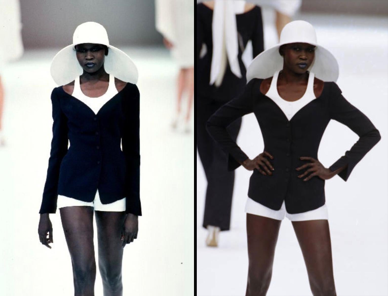 Nero Thierry Mugler SS 1999: un ensemble scultoreo di giacca e gonna. in vendita