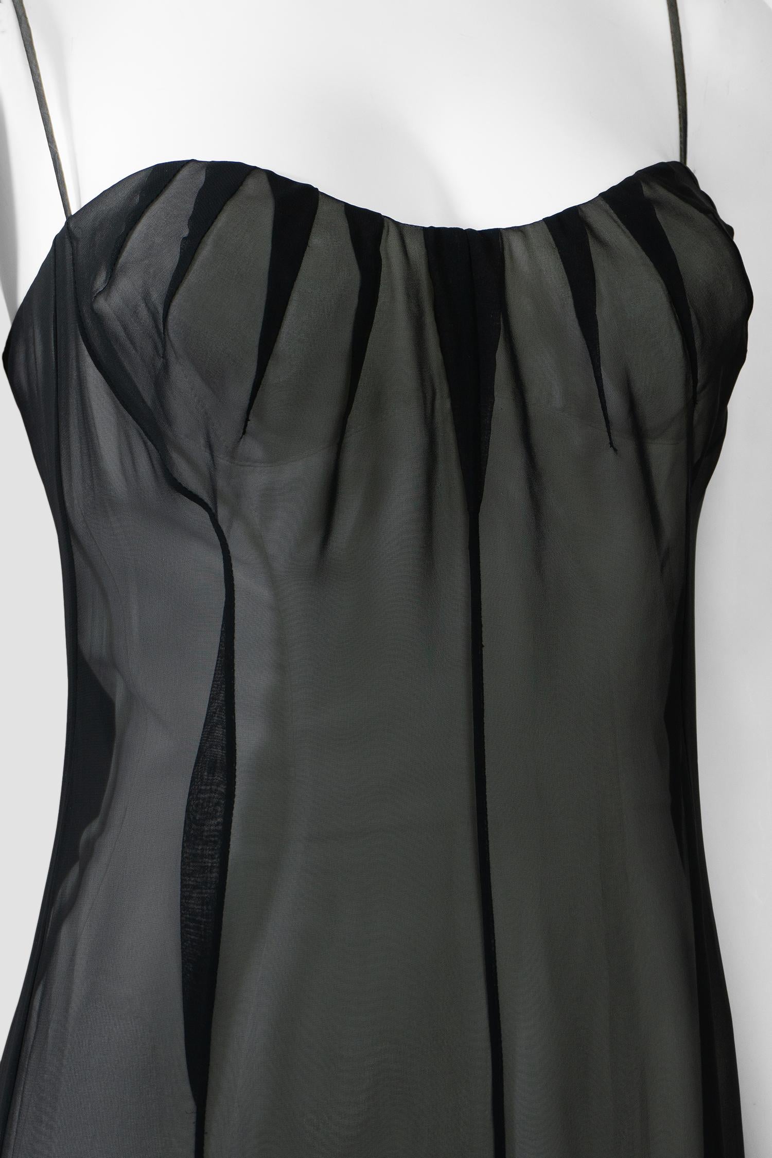 Thierry Mugler Pasarela Primavera Verano 1999 Vestido de gasa transparente en venta 5