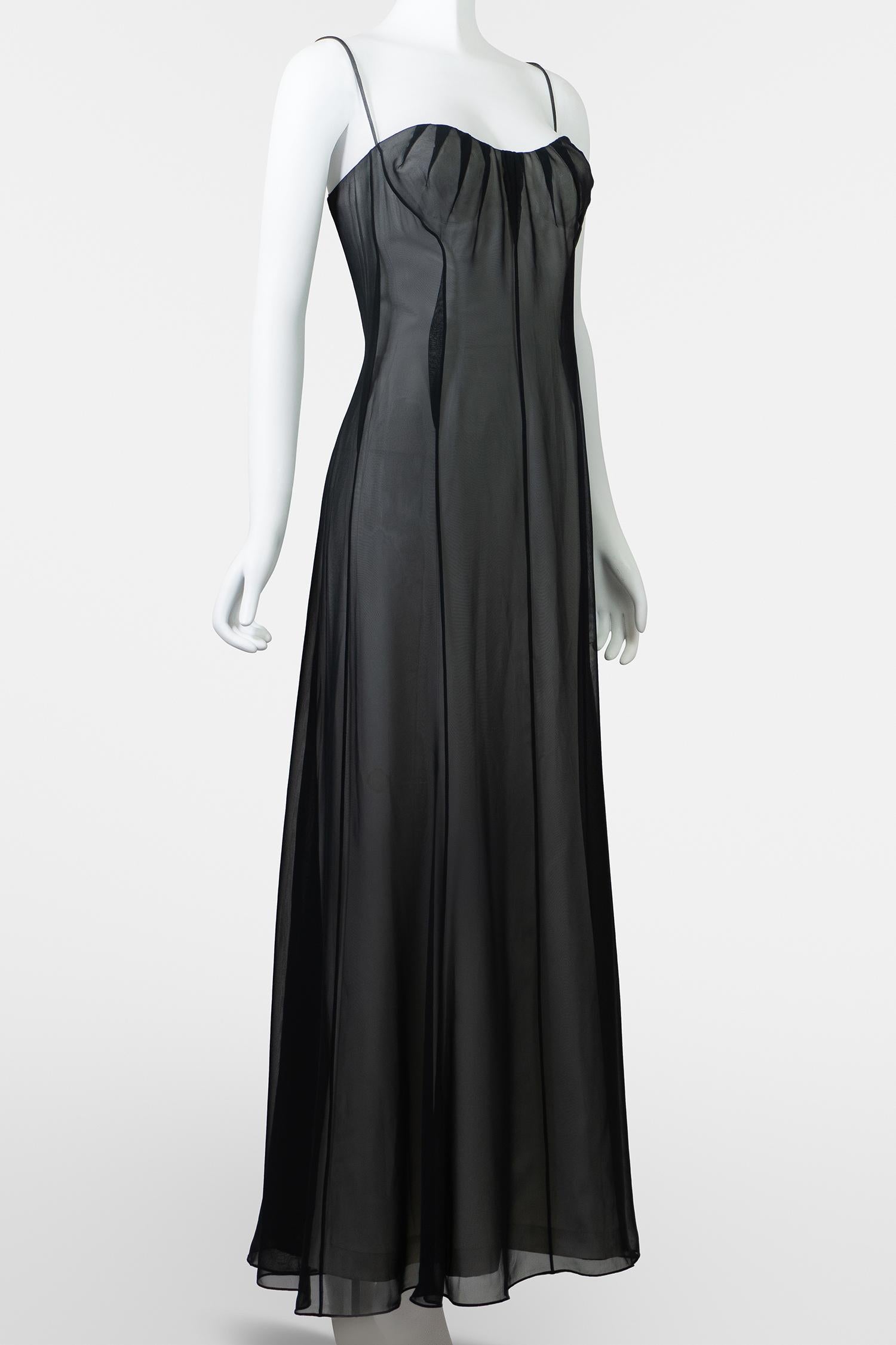 Thierry Mugler Pasarela Primavera Verano 1999 Vestido de gasa transparente en venta 2