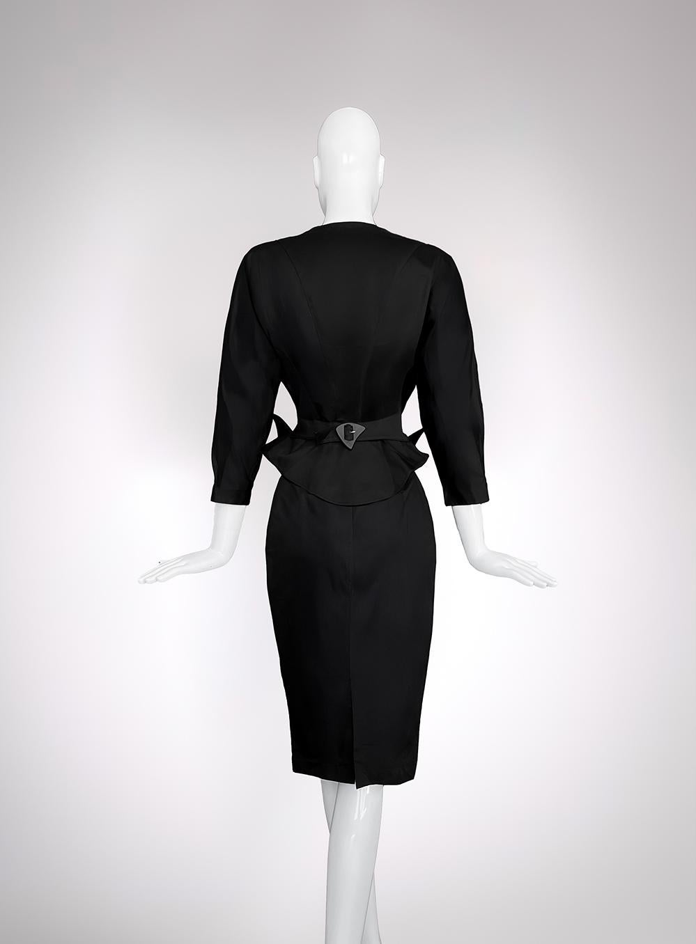 Women's Thierry Mugler SS 1989 LES ATLANTES Ensemble Black Skirt Suit For Sale