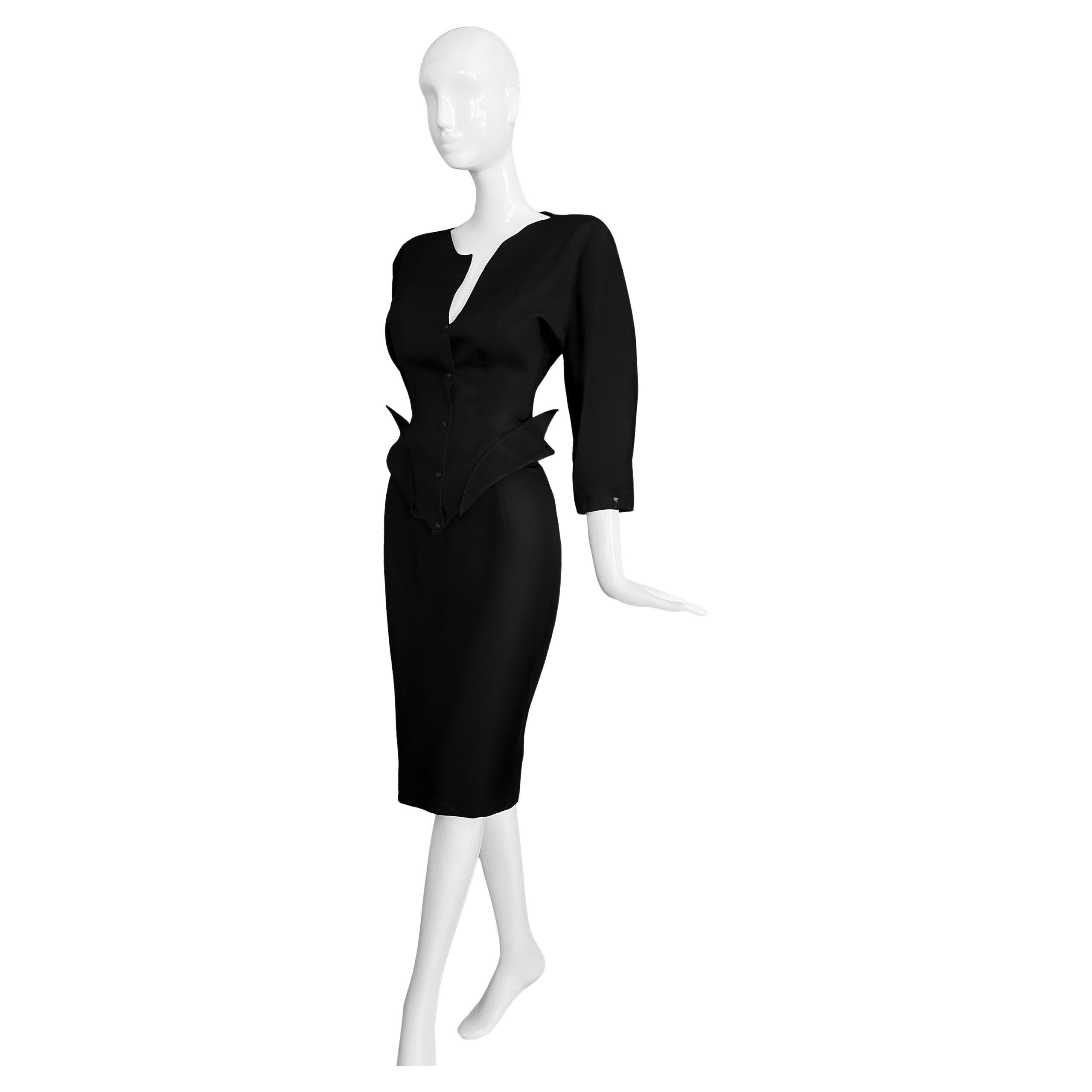 Thierry Mugler SS 1989 LES ATLANTES Ensemble Black Skirt Suit For Sale
