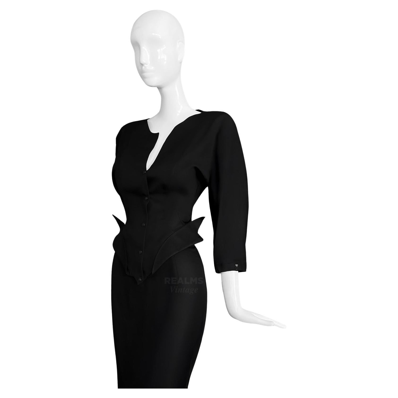 Thierry Mugler SS 1989 LES ATLANTES Ensemble Abito con gonna nera