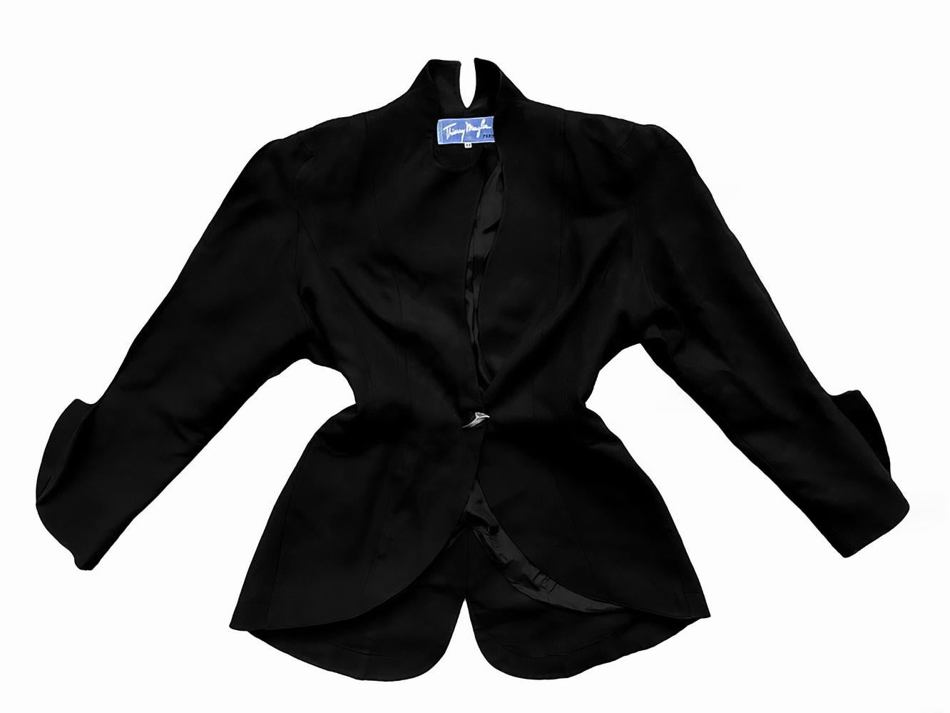 Thierry Mugler SS 1989 Les Atlantes Jacket Black Dramatic Sculptural Archive For Sale 4