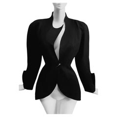 Thierry Mugler SS 1989 Les Atlantes Jacket Black Dramatic Sculptural Archive