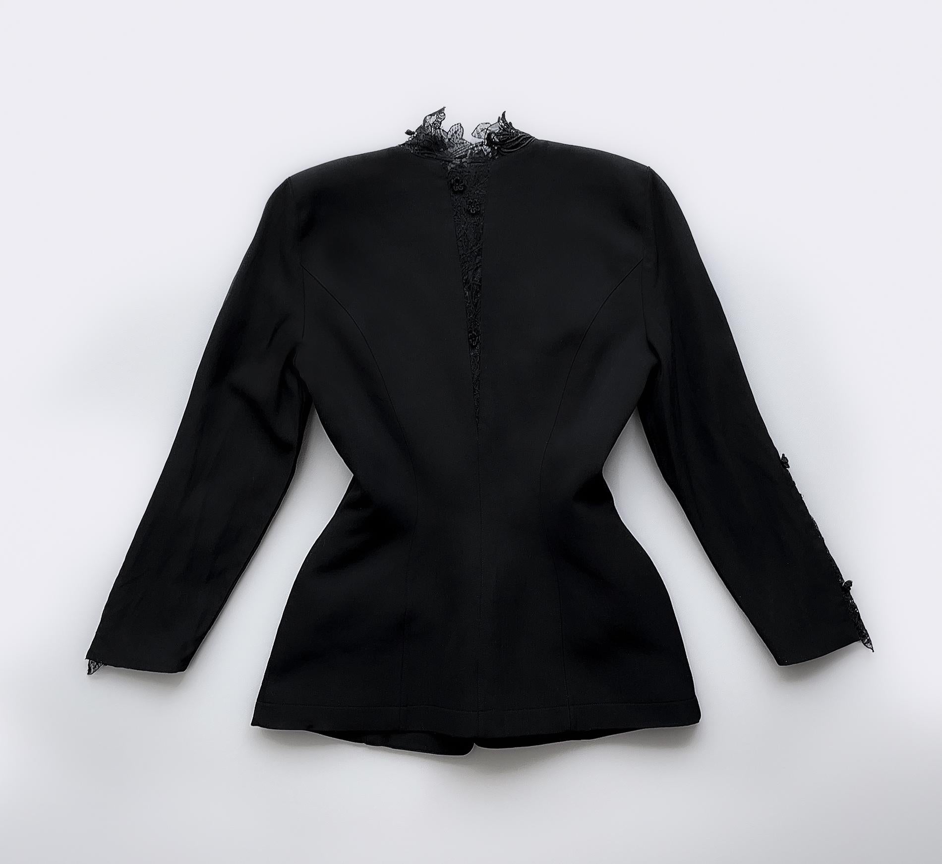 Thierry Mugler SS 1991 Sexy Black Jacket Cutout Lace For Sale 2