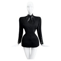 Thierry Mugler SS 1991 Sexy Black Jacket Cutout Lace