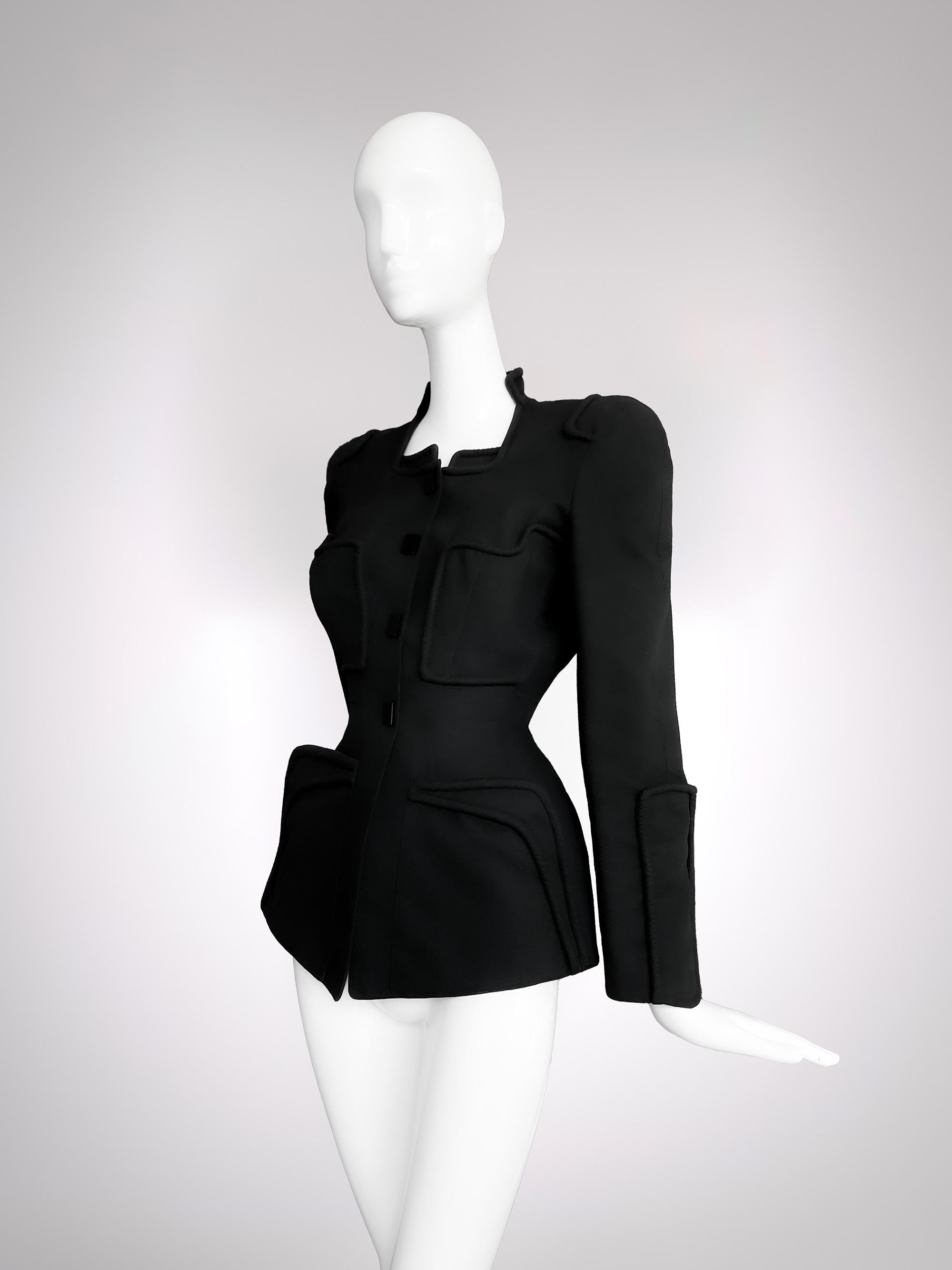 Noir Veste sculpturale noire Thierry Mugler SS 1994 en vente