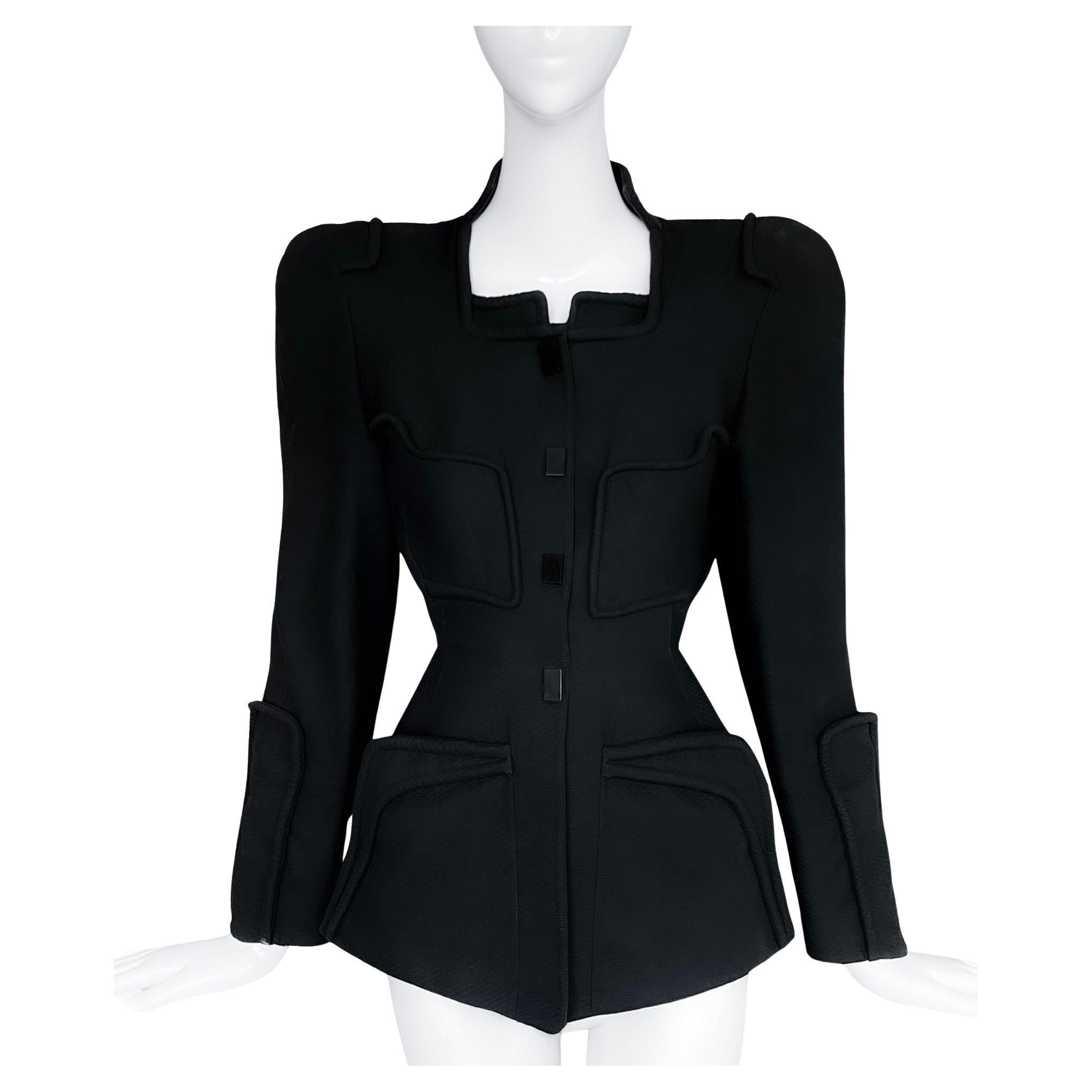 Veste sculpturale noire Thierry Mugler SS 1994