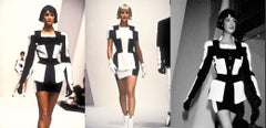 Thierry Mugler Rare veste géométrique noire et blanche sculpturale, SS 1994
