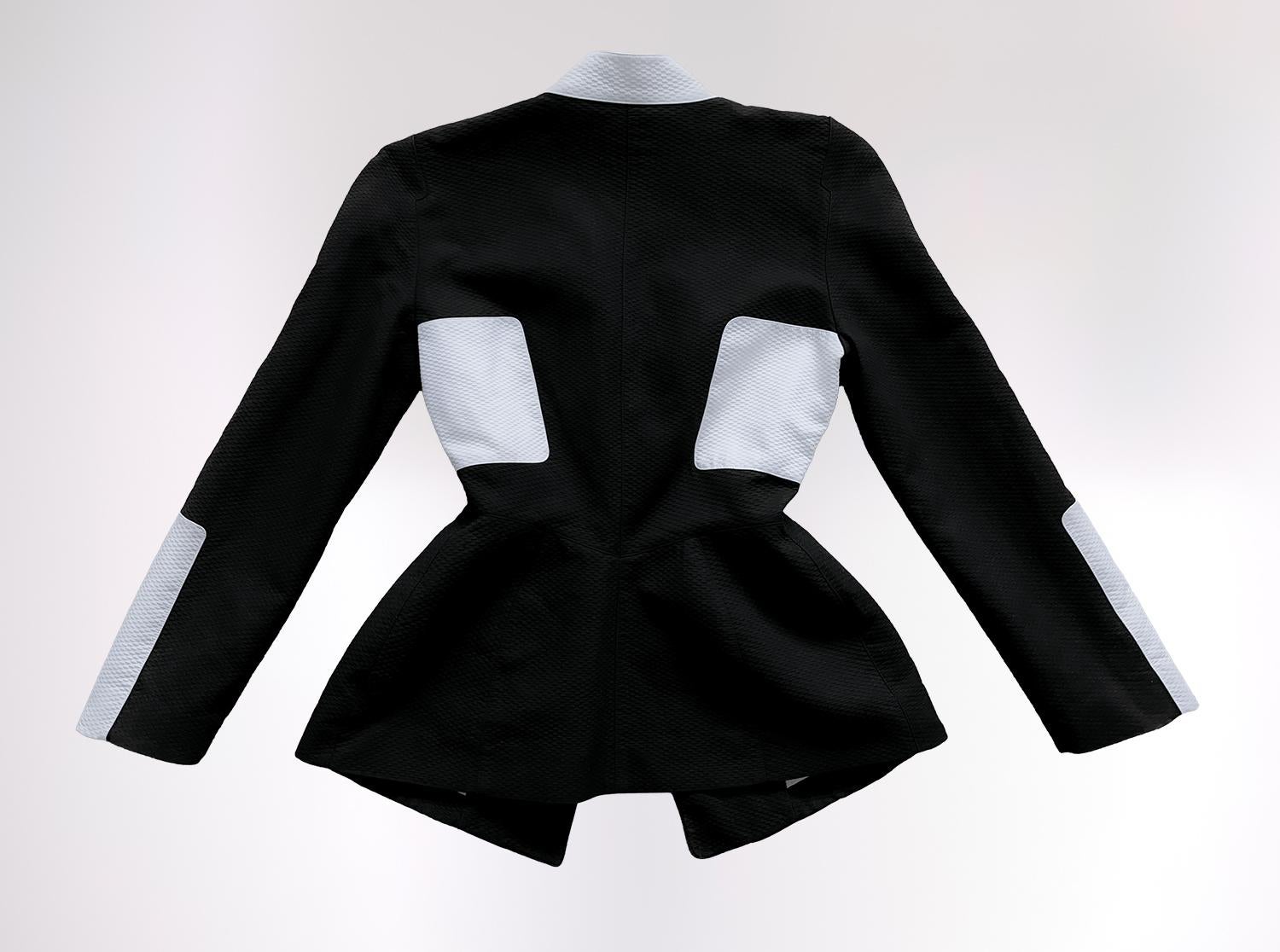 Women's Thierry Mugler SS 1994 Rare Geometric Jacket Black White Sculptural For Sale