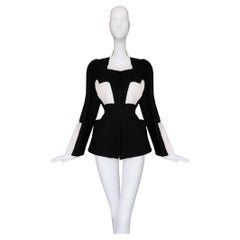 Vintage Thierry Mugler SS 1994 Rare Geometric Jacket Black White Sculptural