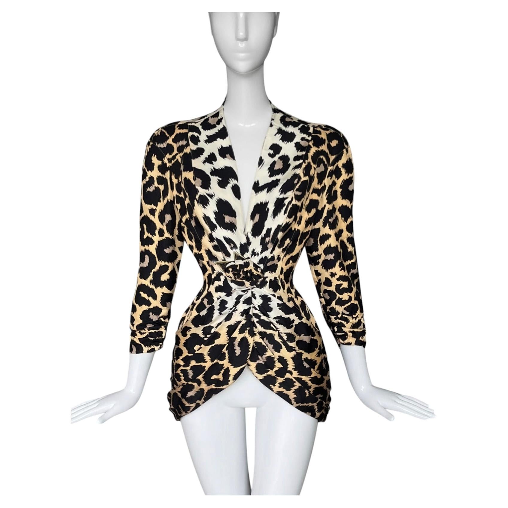 Giacca in seta Thierry Mugler SS 1996 con stampa animalier Leo