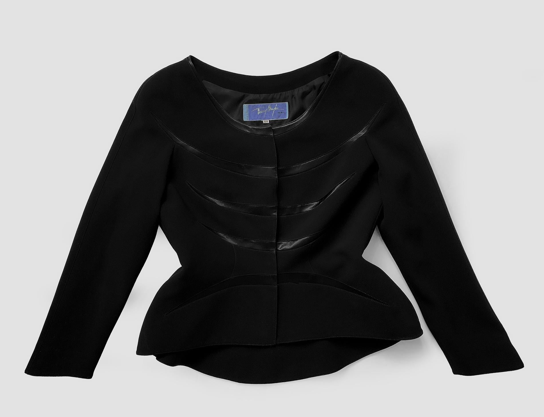 Thierry Mugler SS 2000 Black Jacket Blazer Fitted Fabulous For Sale 2
