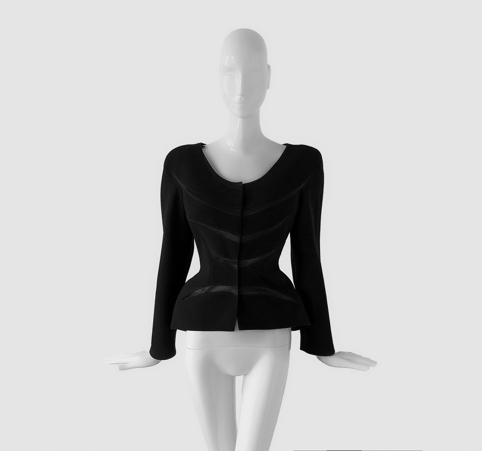 Thierry Mugler SS 2000 Black Jacket Blazer Fitted Fabulous  For Sale