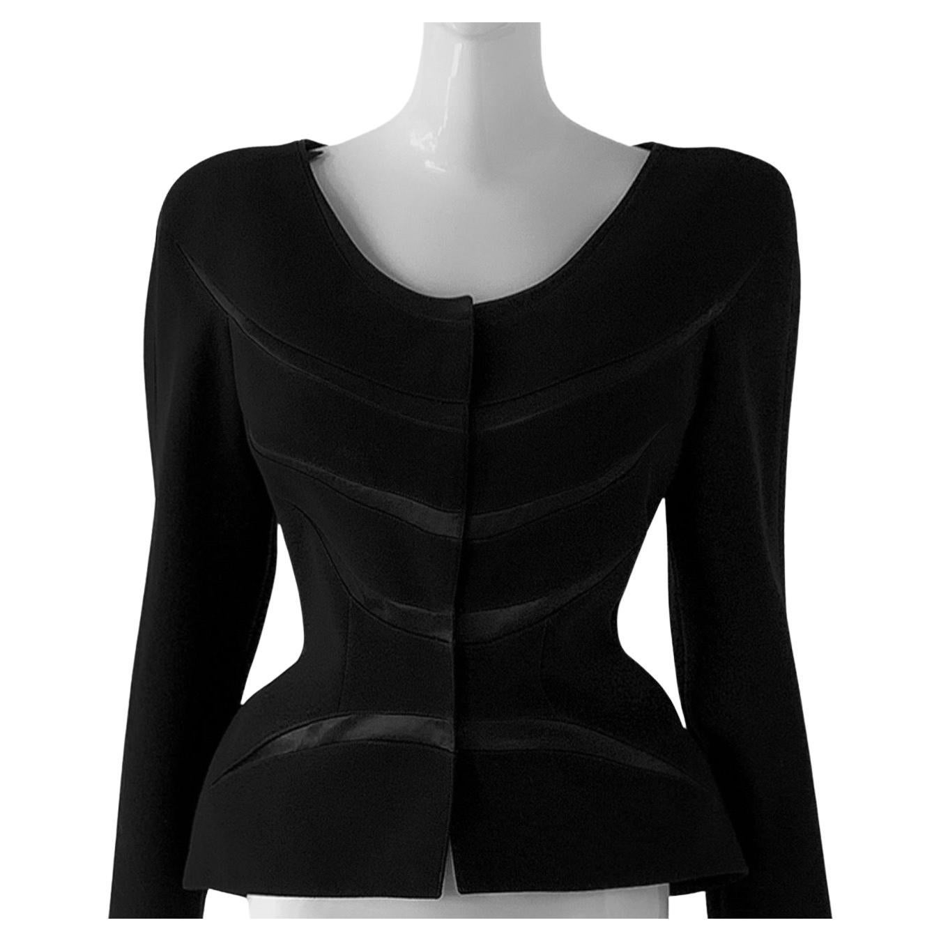 Thierry Mugler SS 2000 Giacca nera Blazer aderente favolosa