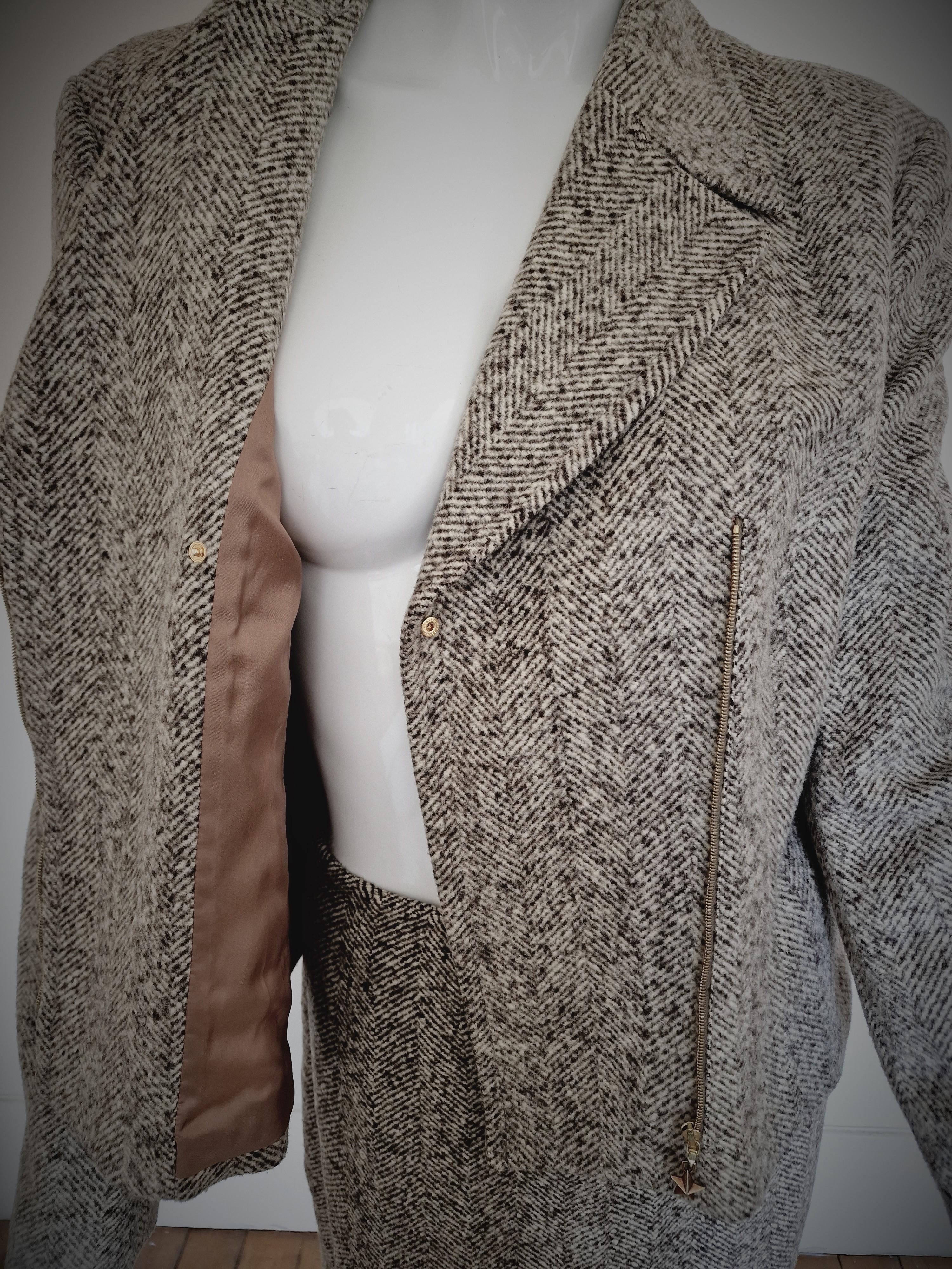 Thierry Mugler Star Gray Wasp Waist Couture XL Dress Ensemble Blazer Skirt Suit For Sale 6