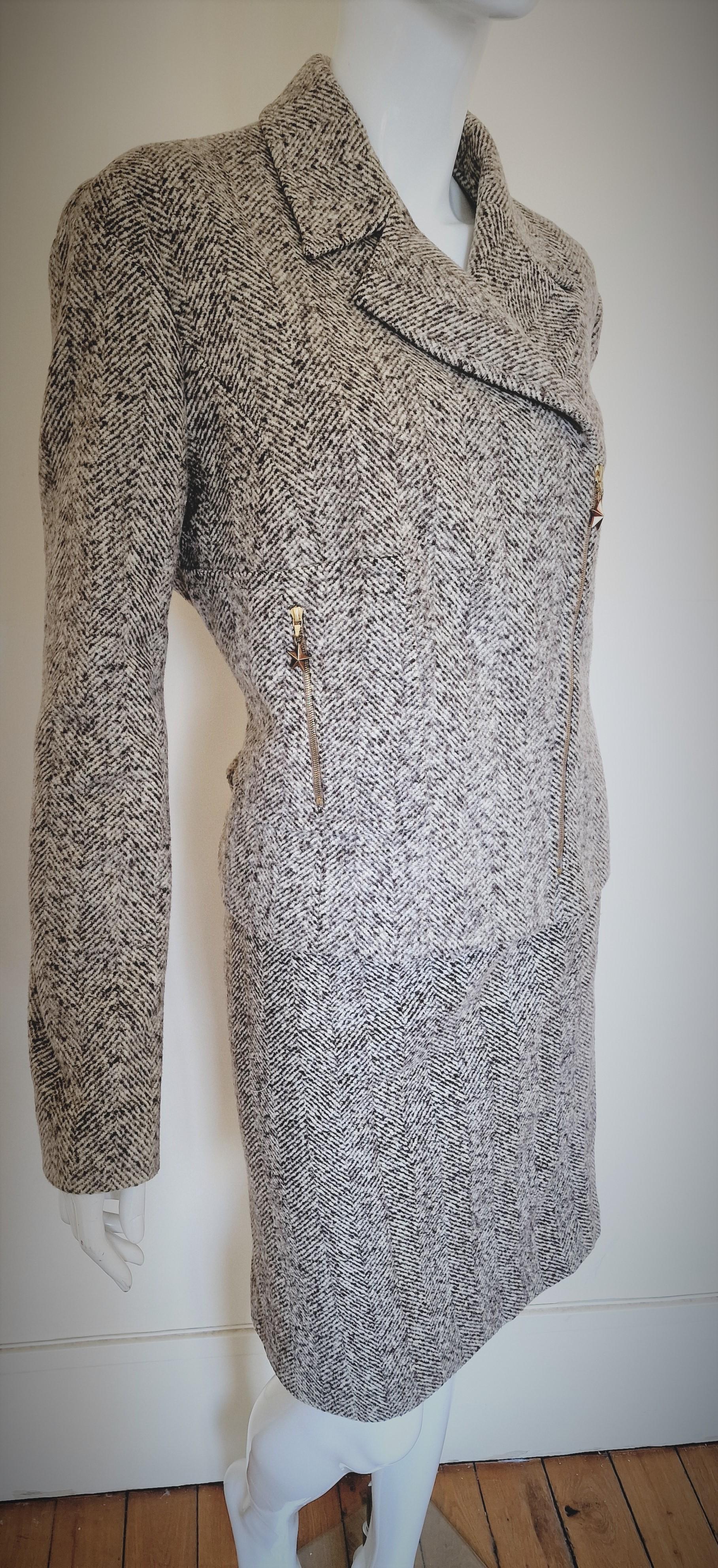 Thierry Mugler Star Gray Wasp Waist Couture XL Dress Ensemble Blazer Skirt Suit For Sale 1