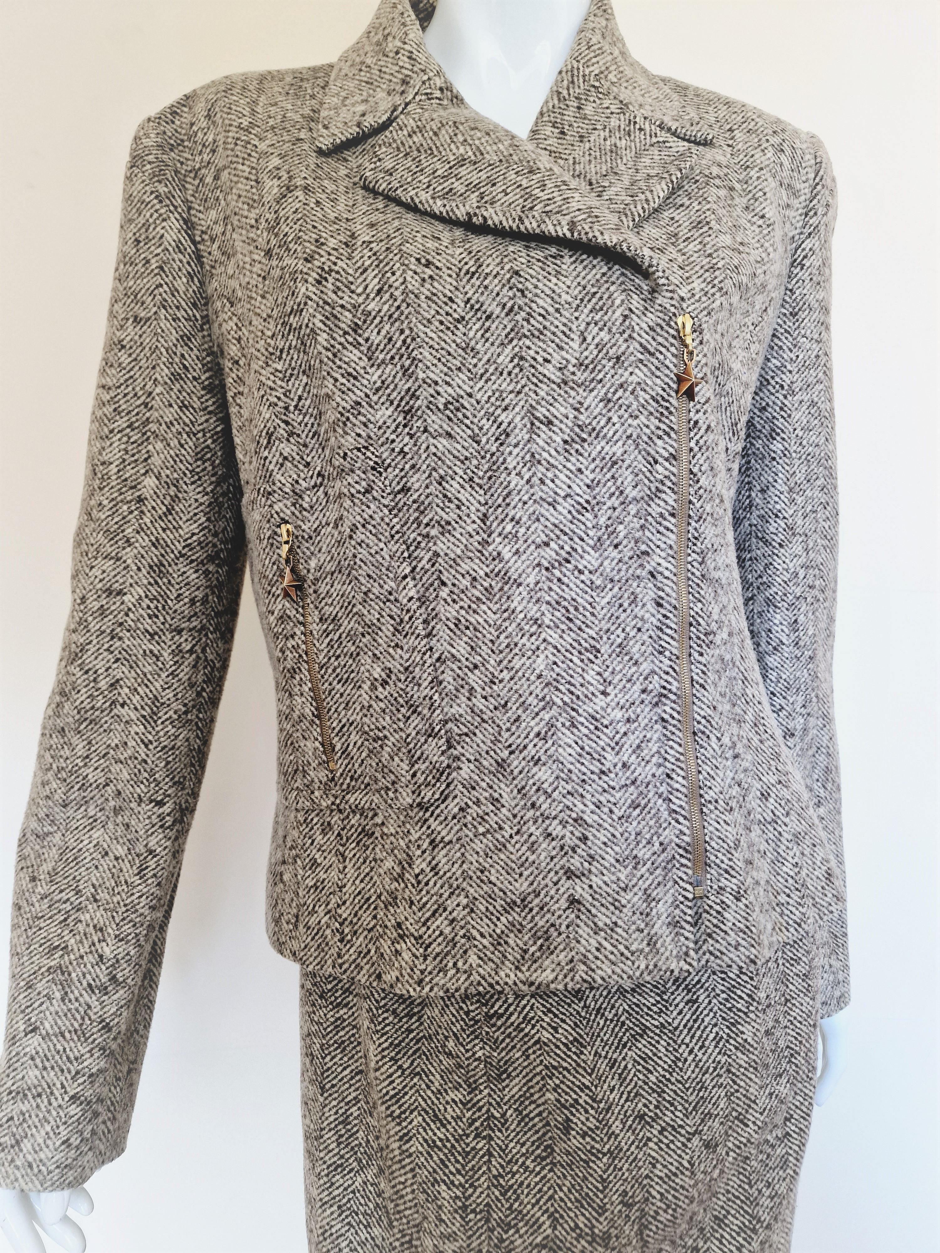 Thierry Mugler Star Gray Wasp Waist Couture XL Dress Ensemble Blazer Skirt Suit For Sale 2