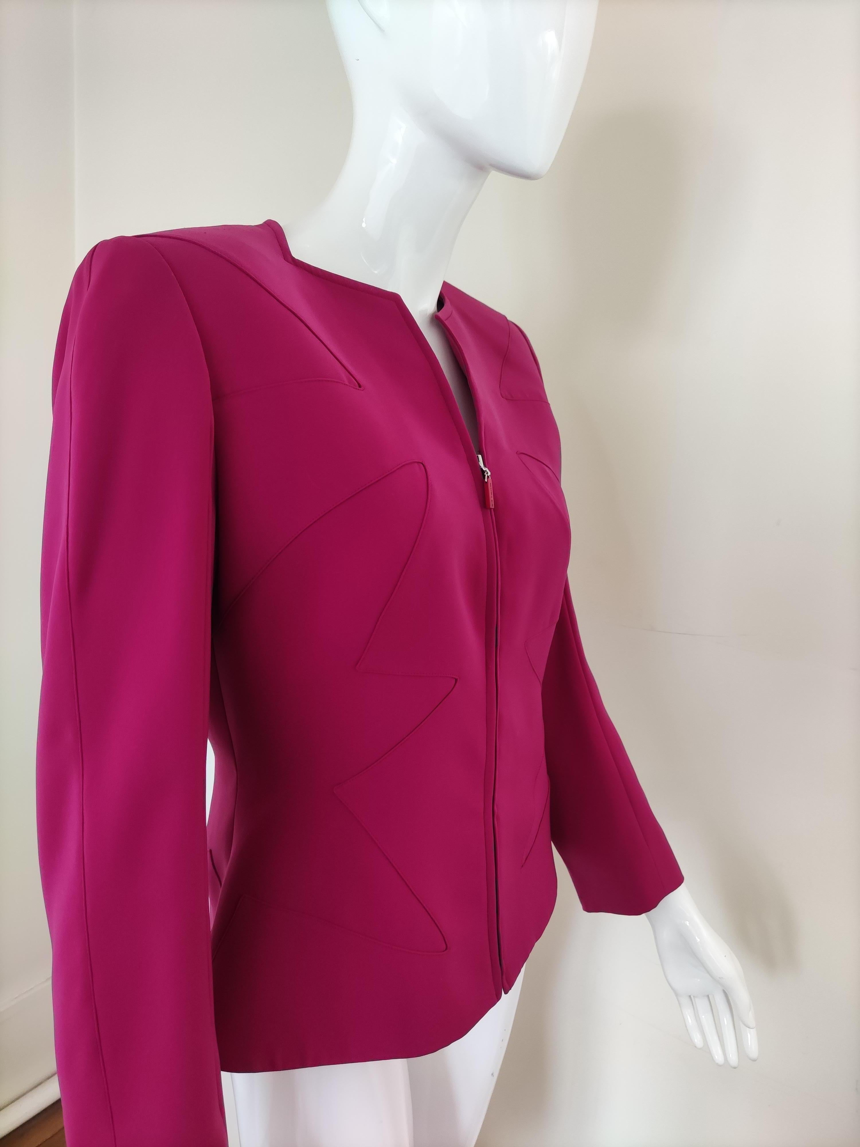 Thierry Mugler Star Runway Wasp Waist Violet Purple Pink Vintage Blazer Jacket For Sale 6