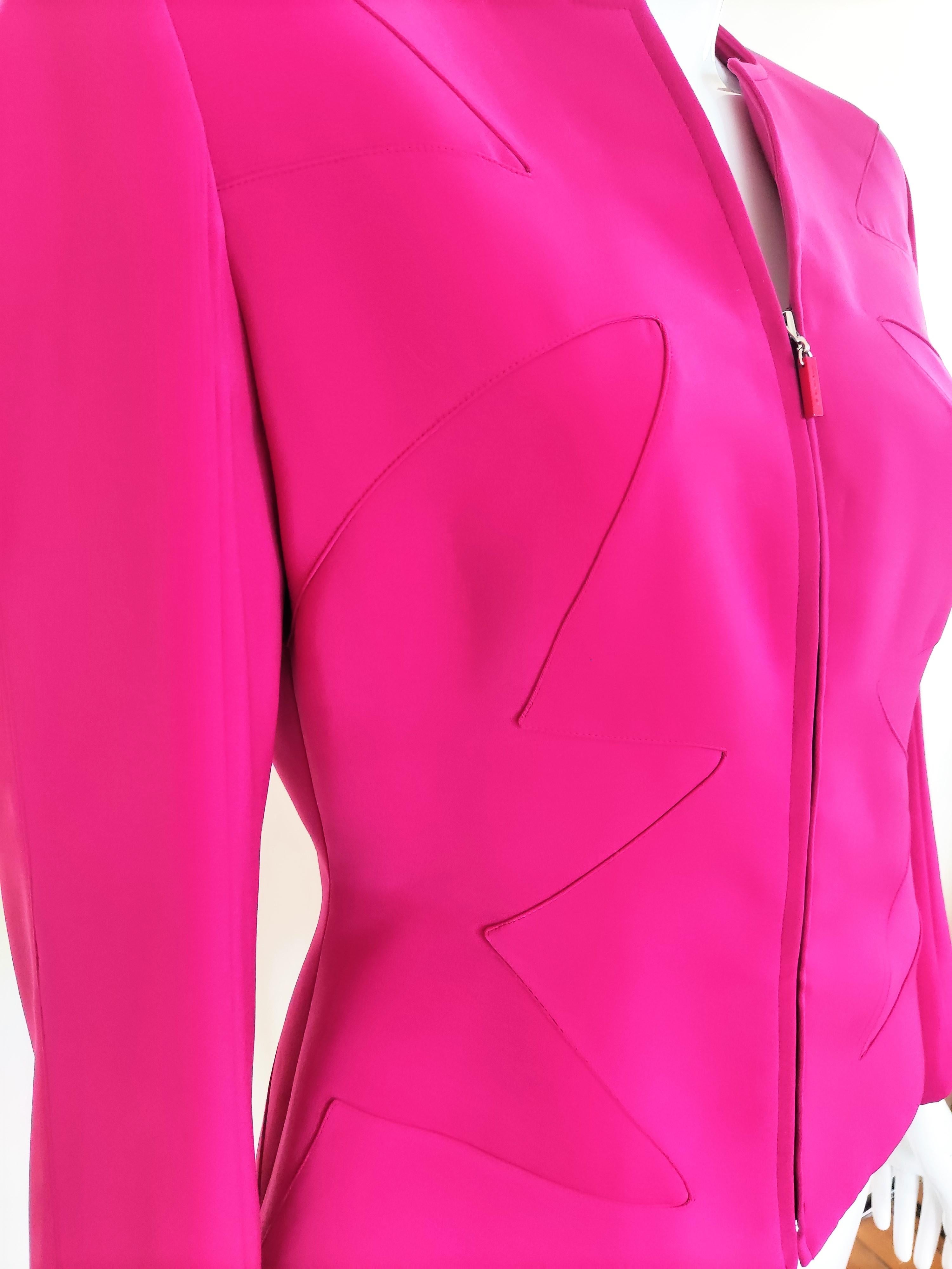 Women's Thierry Mugler Star Runway Wasp Waist Violet Purple Pink Vintage Blazer Jacket For Sale