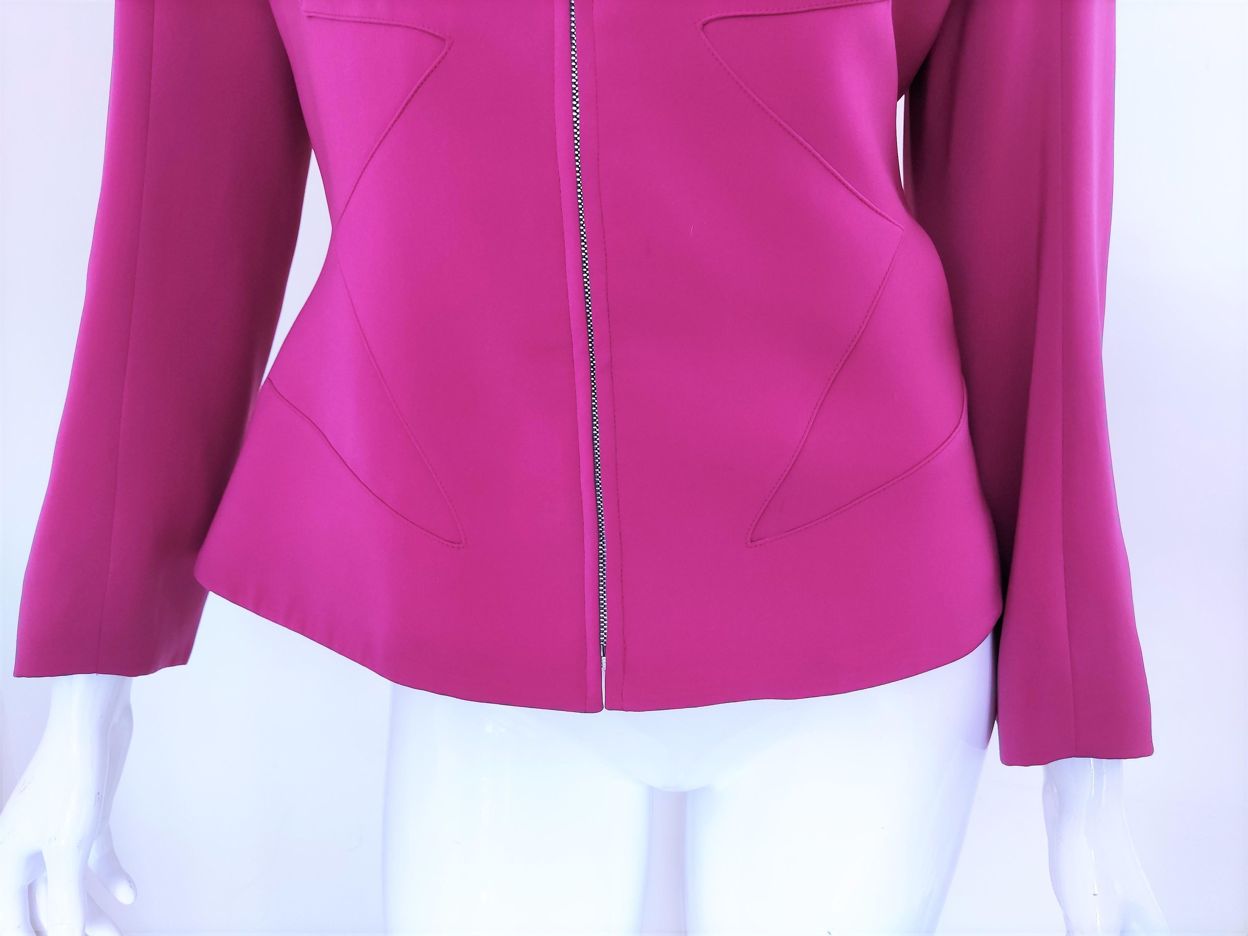 Thierry Mugler Star Runway Wasp Waist Violet Purple Pink Vintage Blazer Jacket For Sale 3