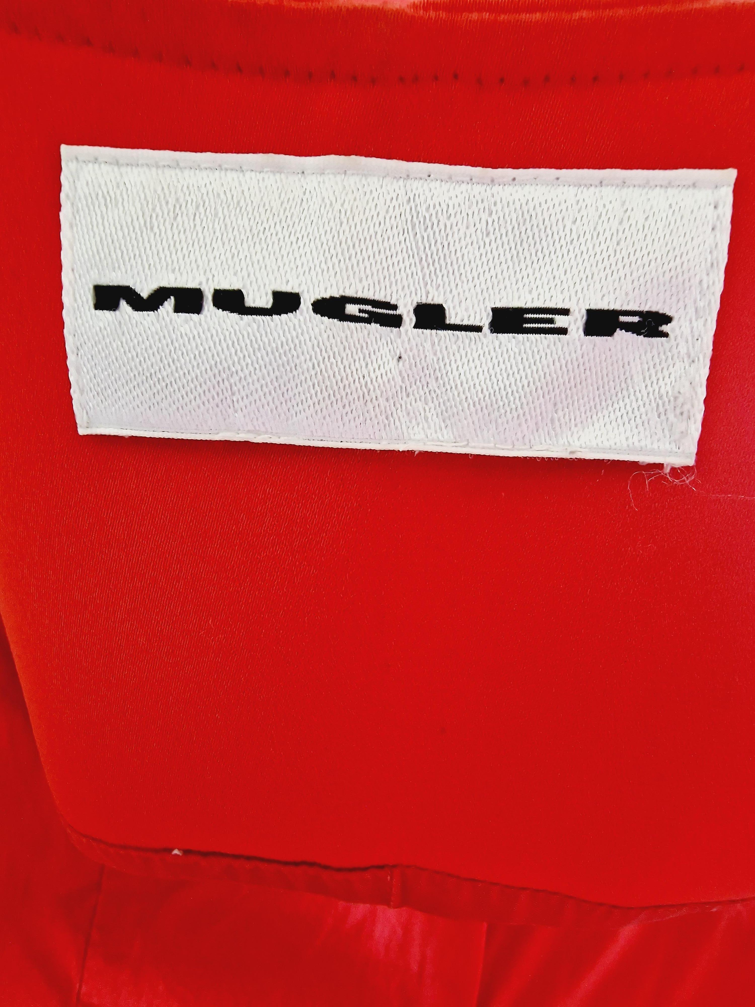 Thierry Mugler Star Shadow Waist Bee Red Medium Vintage Coat Blazer Jacket en vente 2