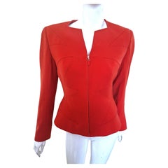 Thierry Mugler Star Shadow Waist Bee Red Medium Retro Coat Blazer Jacket