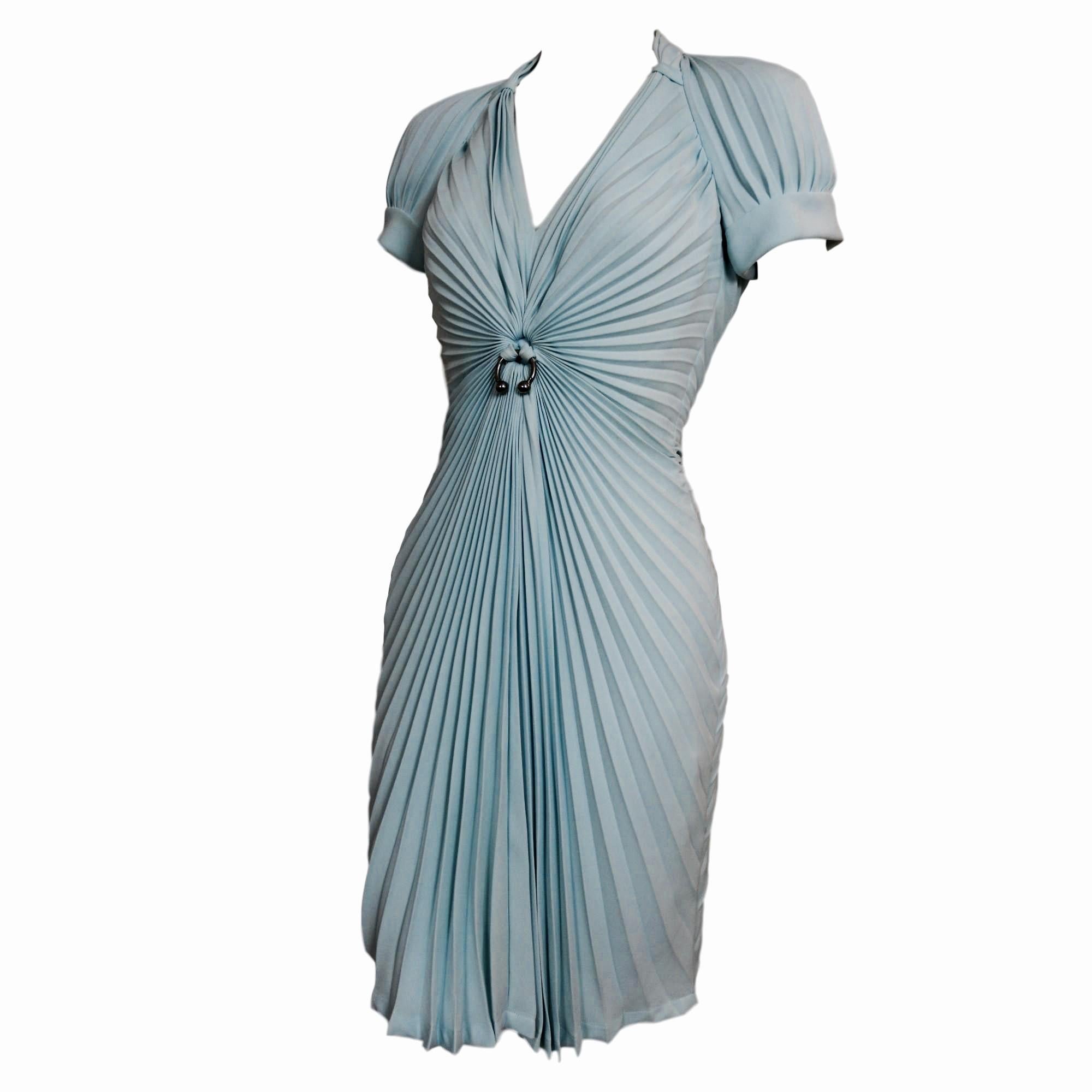 Thierry Mugler Starburst Pleated Dress In Good Condition For Sale In Bath, GB